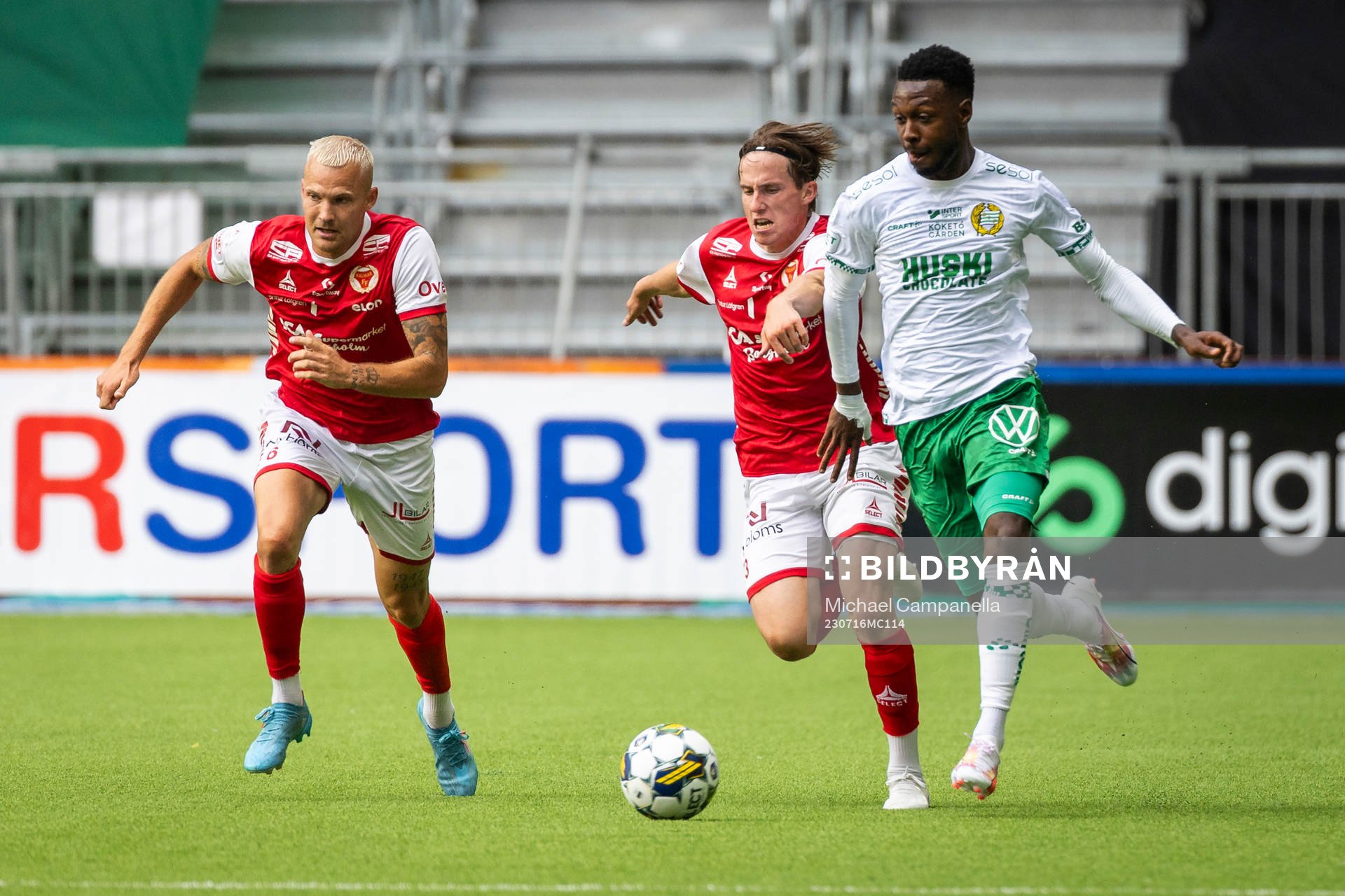 Kalmars Rasmus Sjöstedt och Johan Karlsson mot Hammarbys