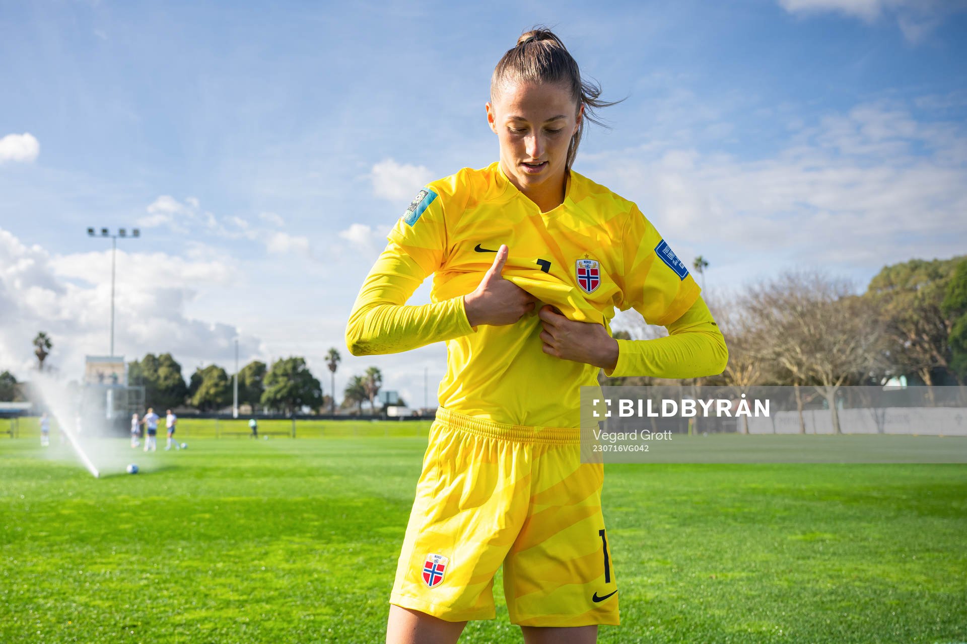 Goalkeeper Cecilie Fiskerstrand of Norway at half-time