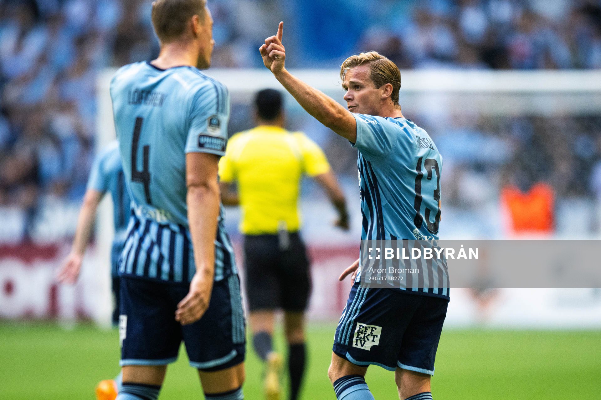 Djurgårdens Hampus Finndell reagerar