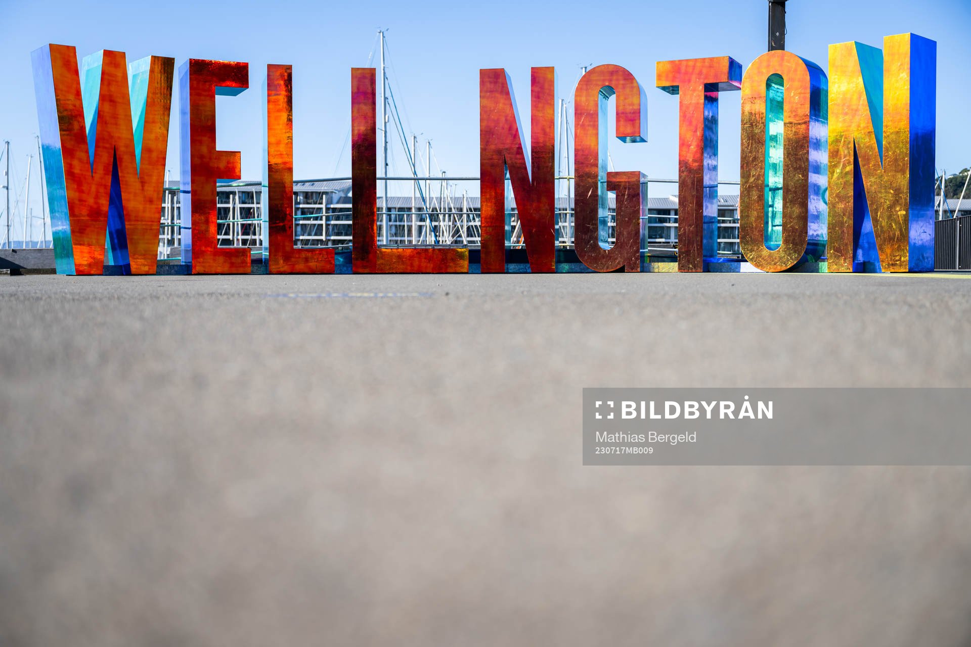 Letters reading ”Wellngton” is seen on a walkway ahead of the FIFA Women's World Cup on July 17, 2023 in Wellington. 