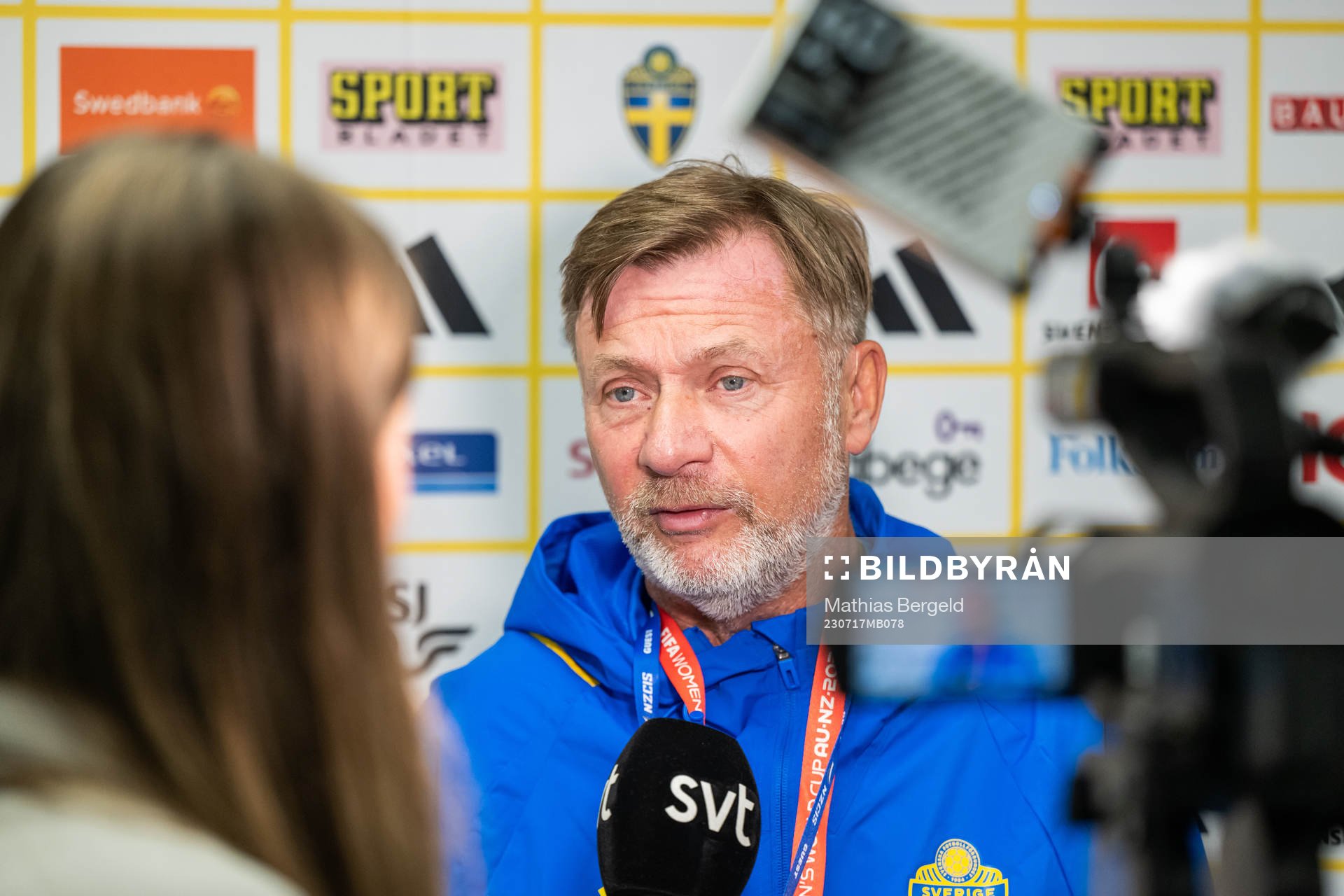 Head coach Peter Gerhardsson of the Swedish women's national football team at a press event ahead of the FIFA Women's World Cup on July 17, 2023 in Wellington. 