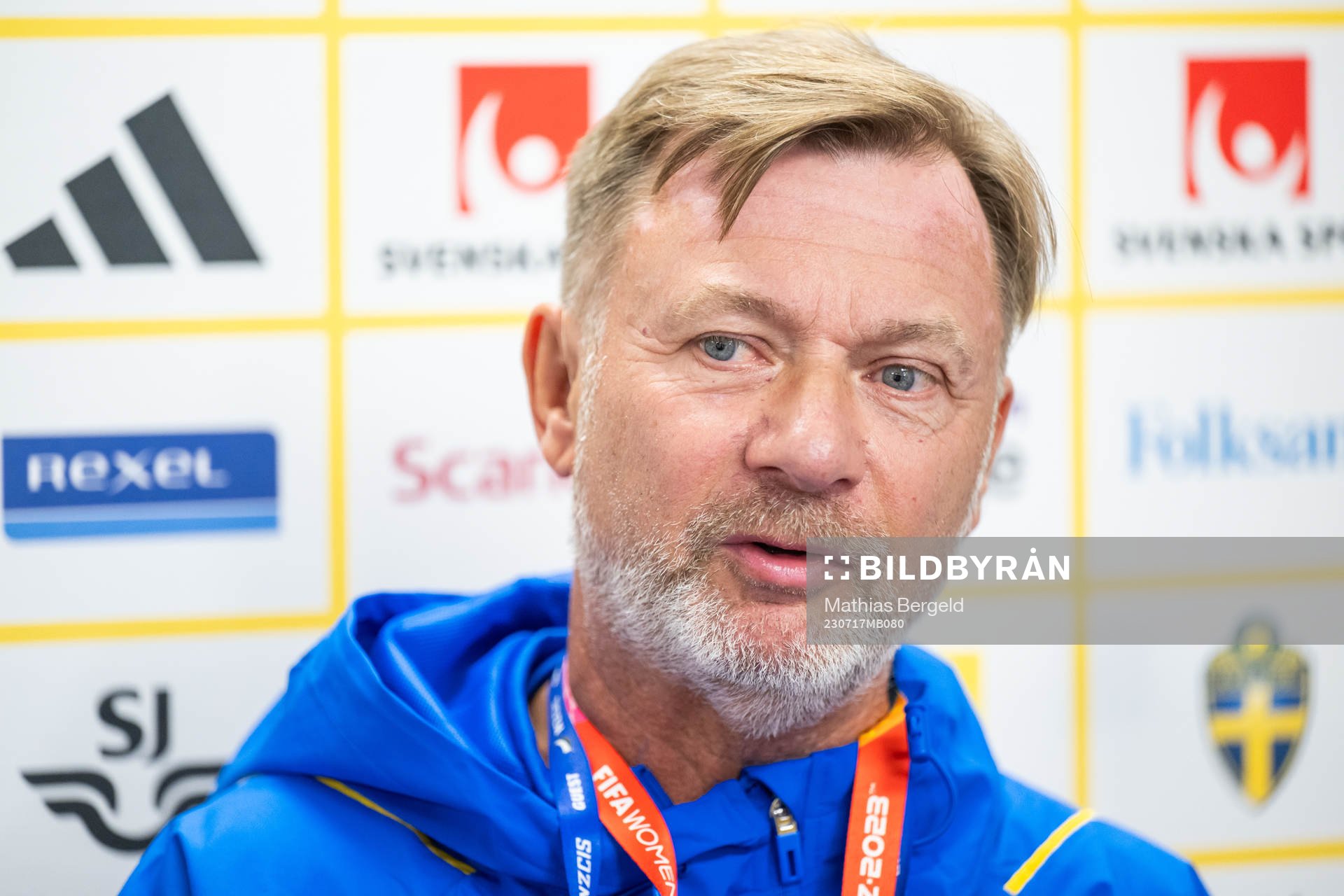 Head coach Peter Gerhardsson of the Swedish women's national football team at a press event ahead of the FIFA Women's World Cup on July 17, 2023 in Wellington.