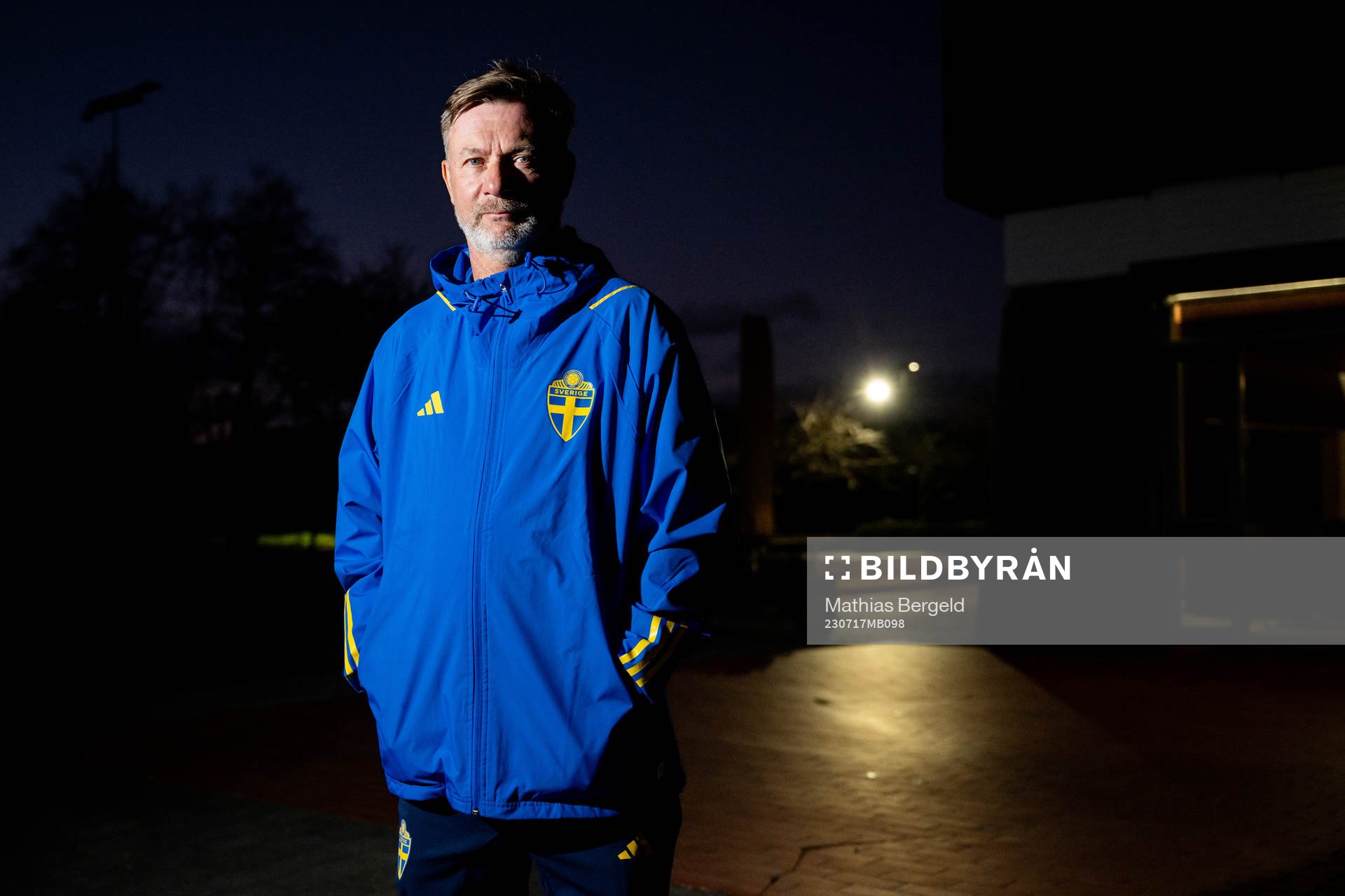 Head coach Peter Gerhardsson of the Swedish women's national football team poses for a portrait at a press event ahead of the FIFA Women's World Cup on July 17, 2023 in Wellington.