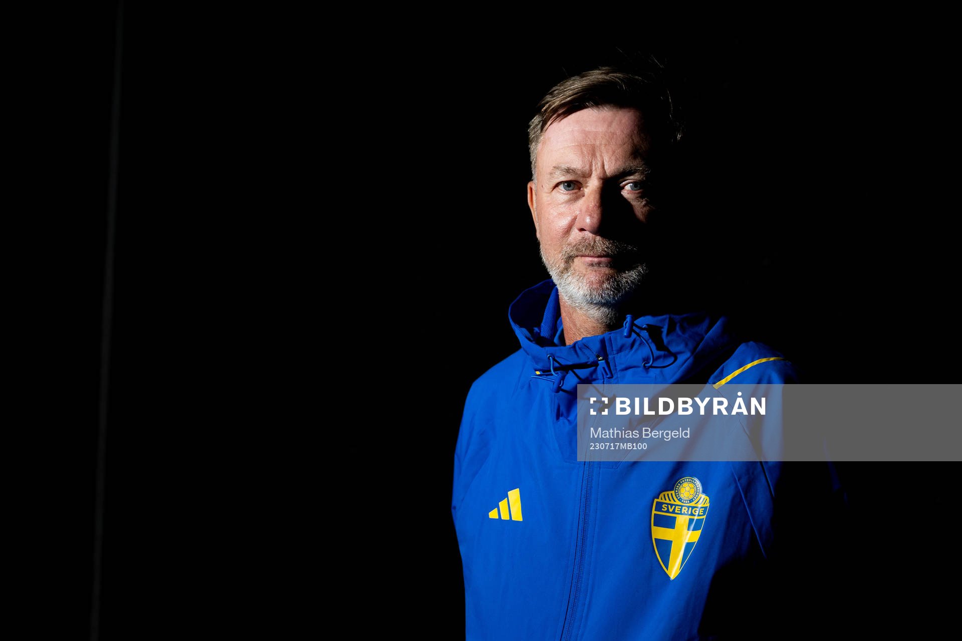Head coach Peter Gerhardsson of the Swedish women's national football team poses for a portrait at a press event ahead of the FIFA Women's World Cup on July 17, 2023 in Wellington.
