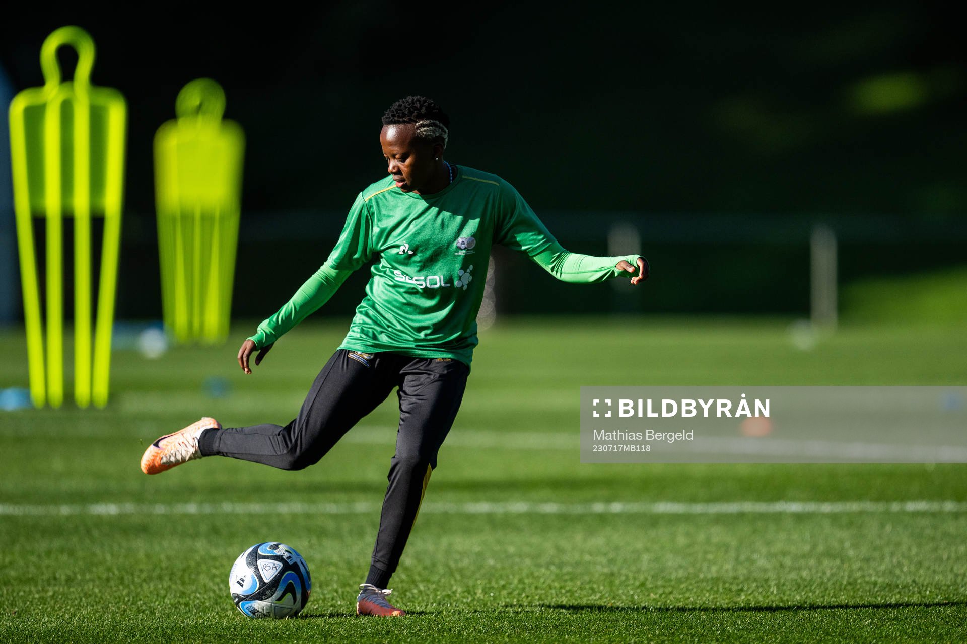 Thembi Kgatlana of the South African women's national football team at a training session ahead of the FIFA Women's World Cup on July 17, 2023 in Porirua.