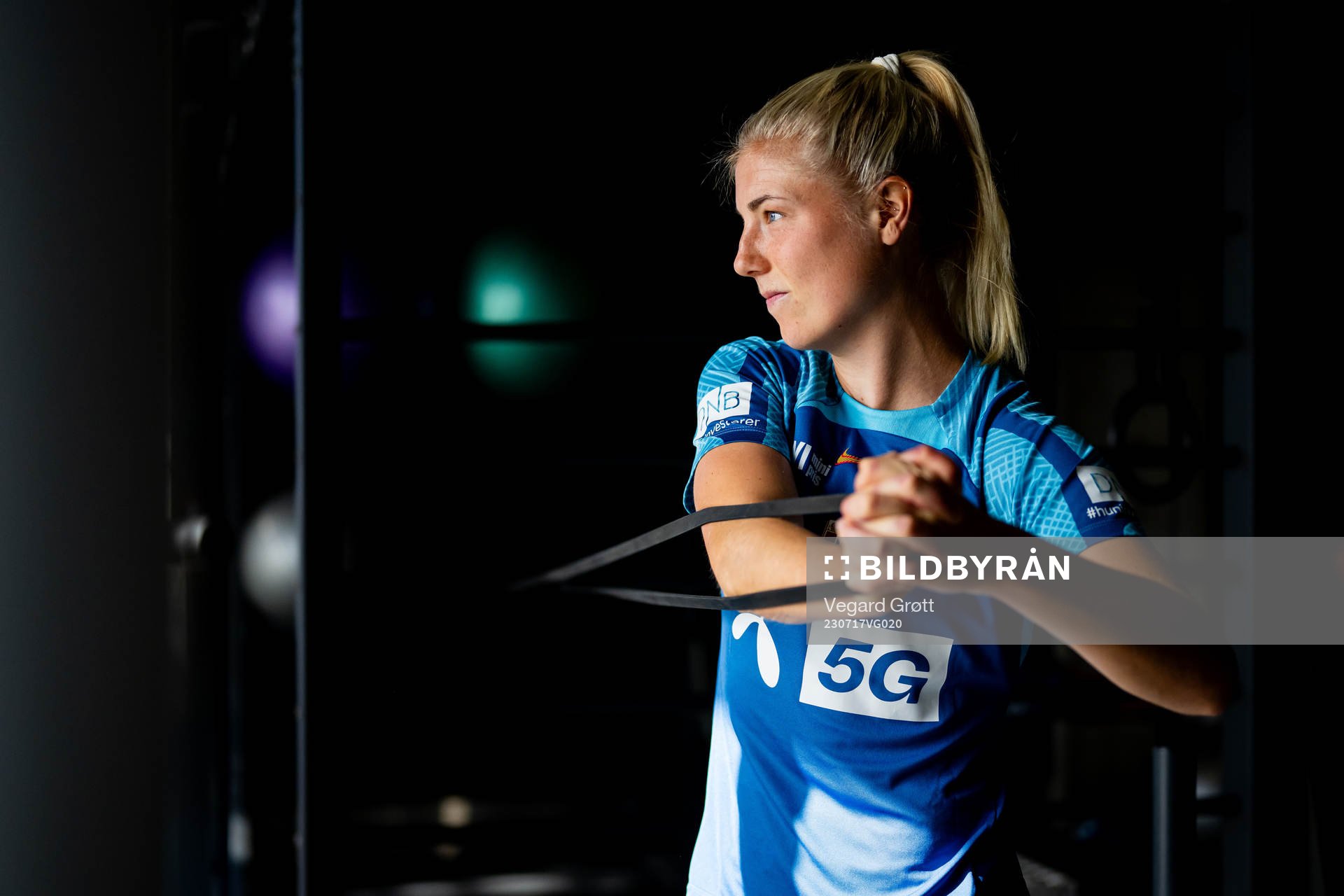 Sophie Román Haug of the Norwegian women’s national football team during an indoor gym session ahead of the FIFA Women's World Cup on July 17, 2023 in Auckland.