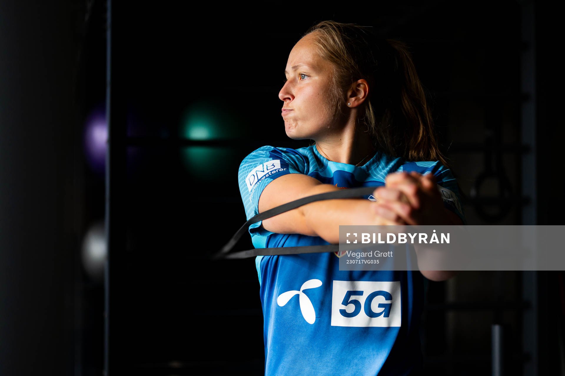 Goalkeeper Aurora Mikalsen of the Norwegian women’s national football team during an indoor gym session ahead of the FIFA Women's World Cup on July 17, 2023 in Auckland.