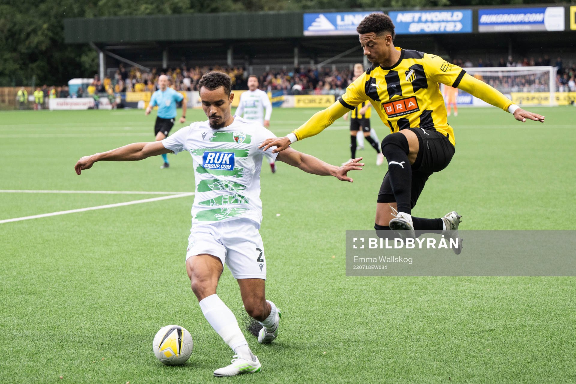 Josh Pask of The New Saints and Tobias Sana of BK Häcken