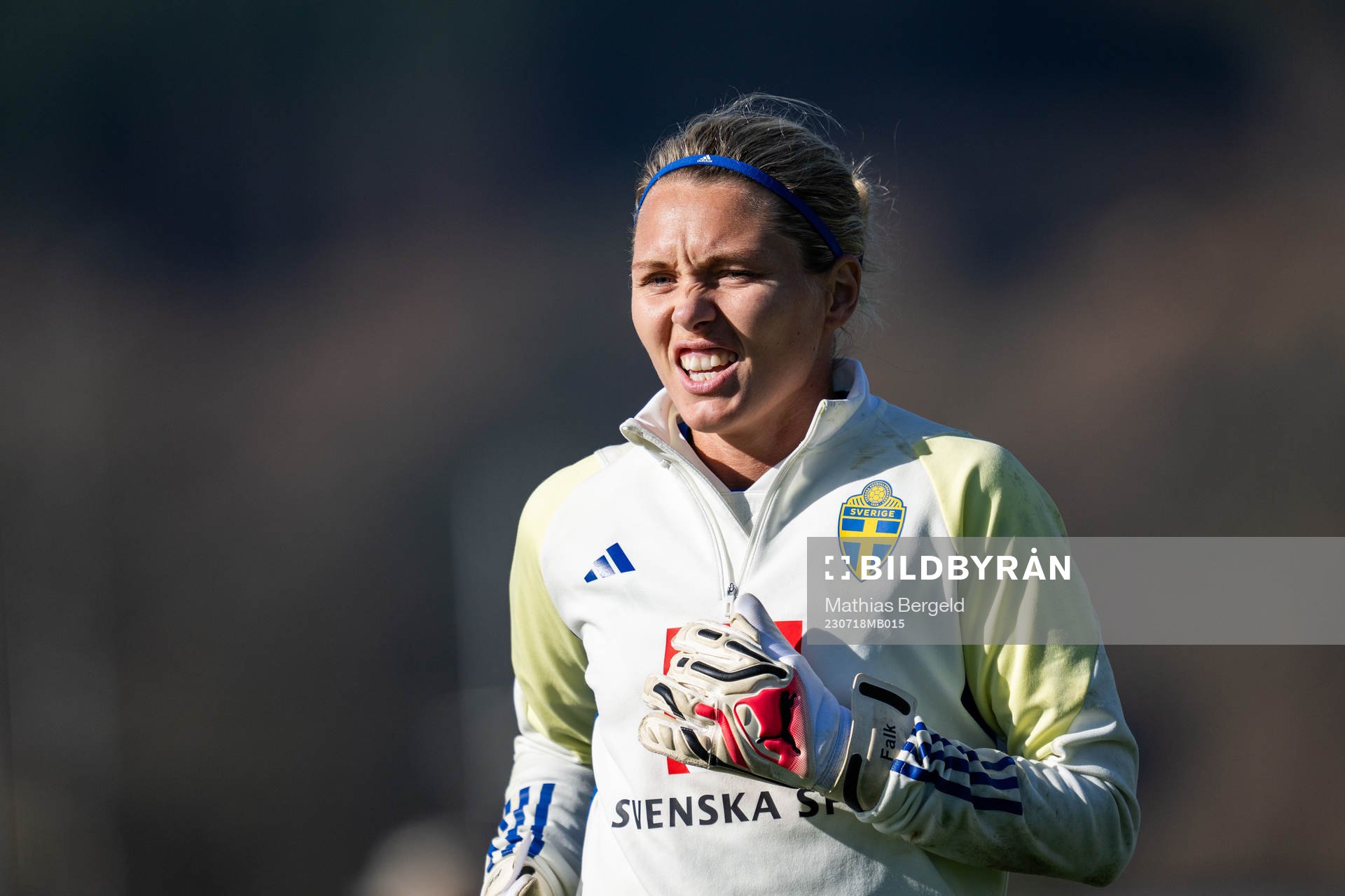 Goalkeeper Jennifer Falk of the Swedish women's national
