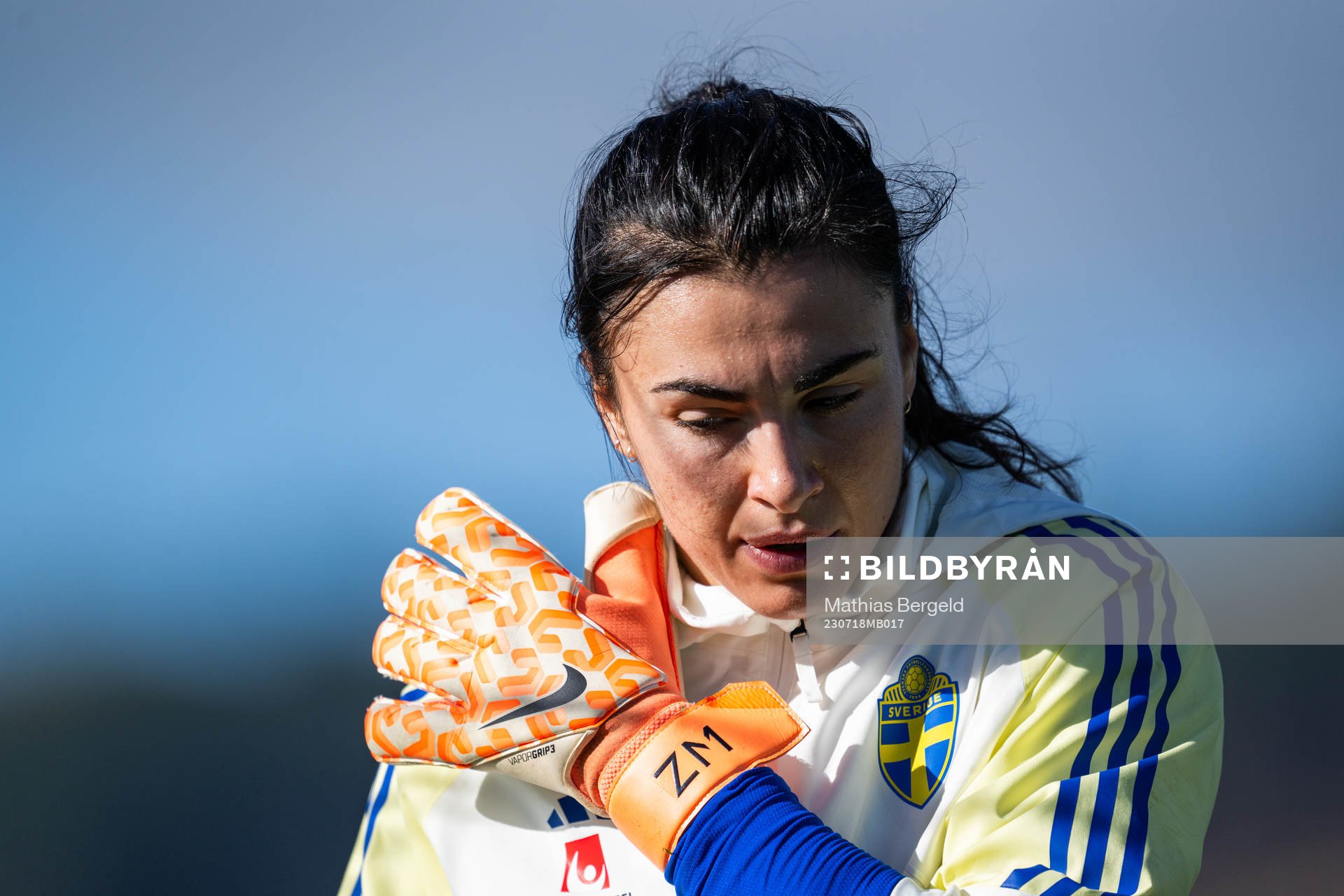 Goalkeeper Zecira Musovic of the Swedish women's national