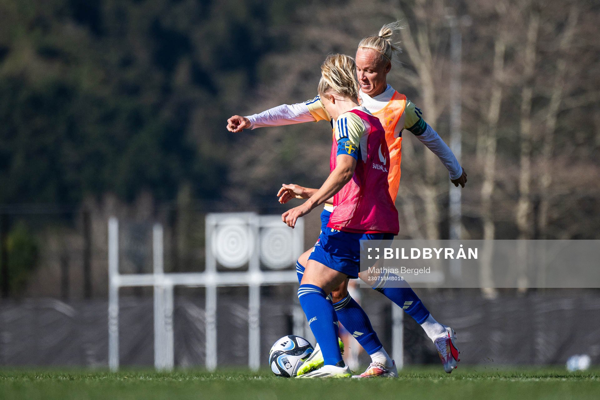 Caroline Seger and Rebecka Blomqvist of the Swedish women's