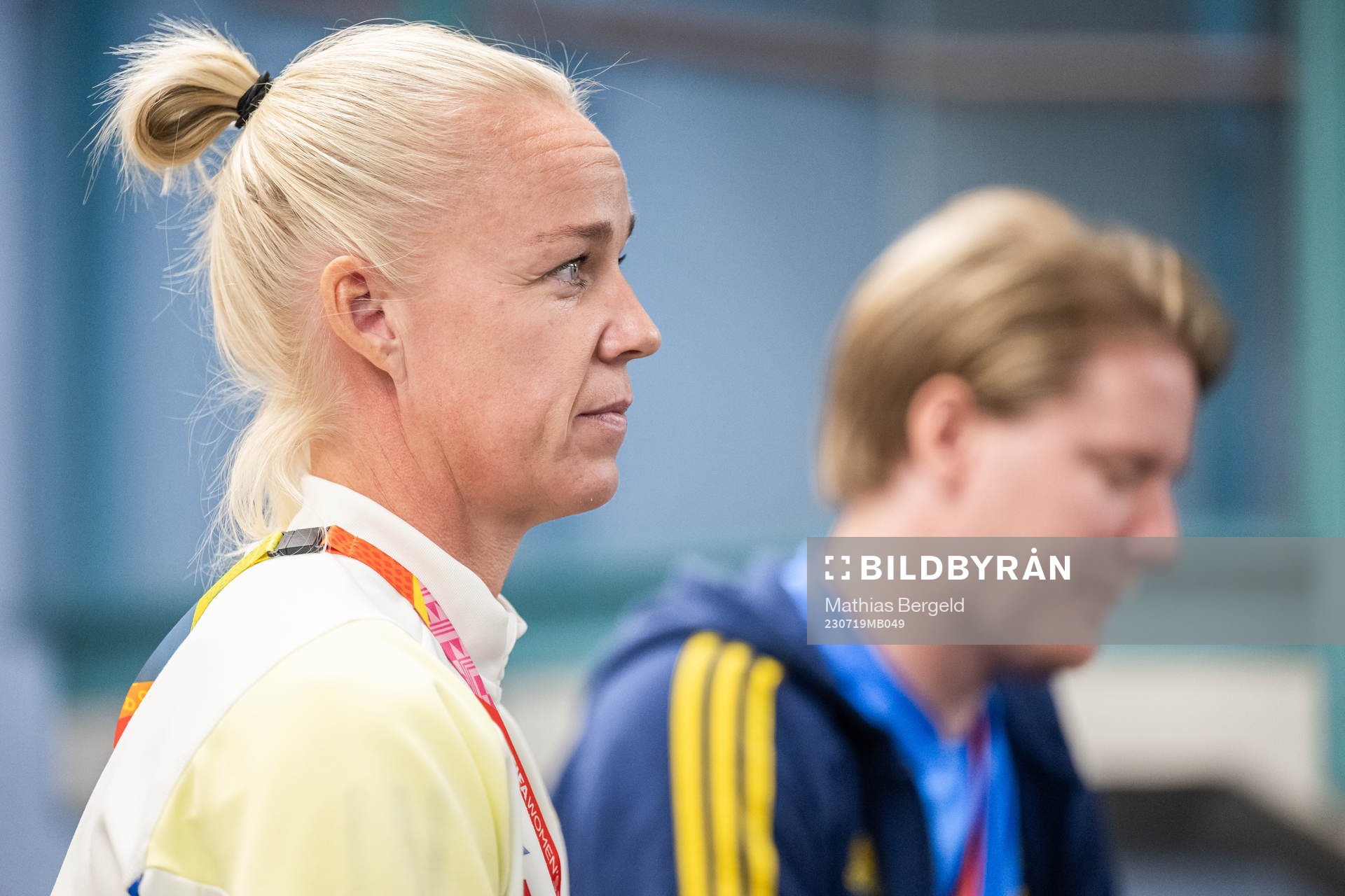 Caroline Seger and press officer Fredrik Madestam of the