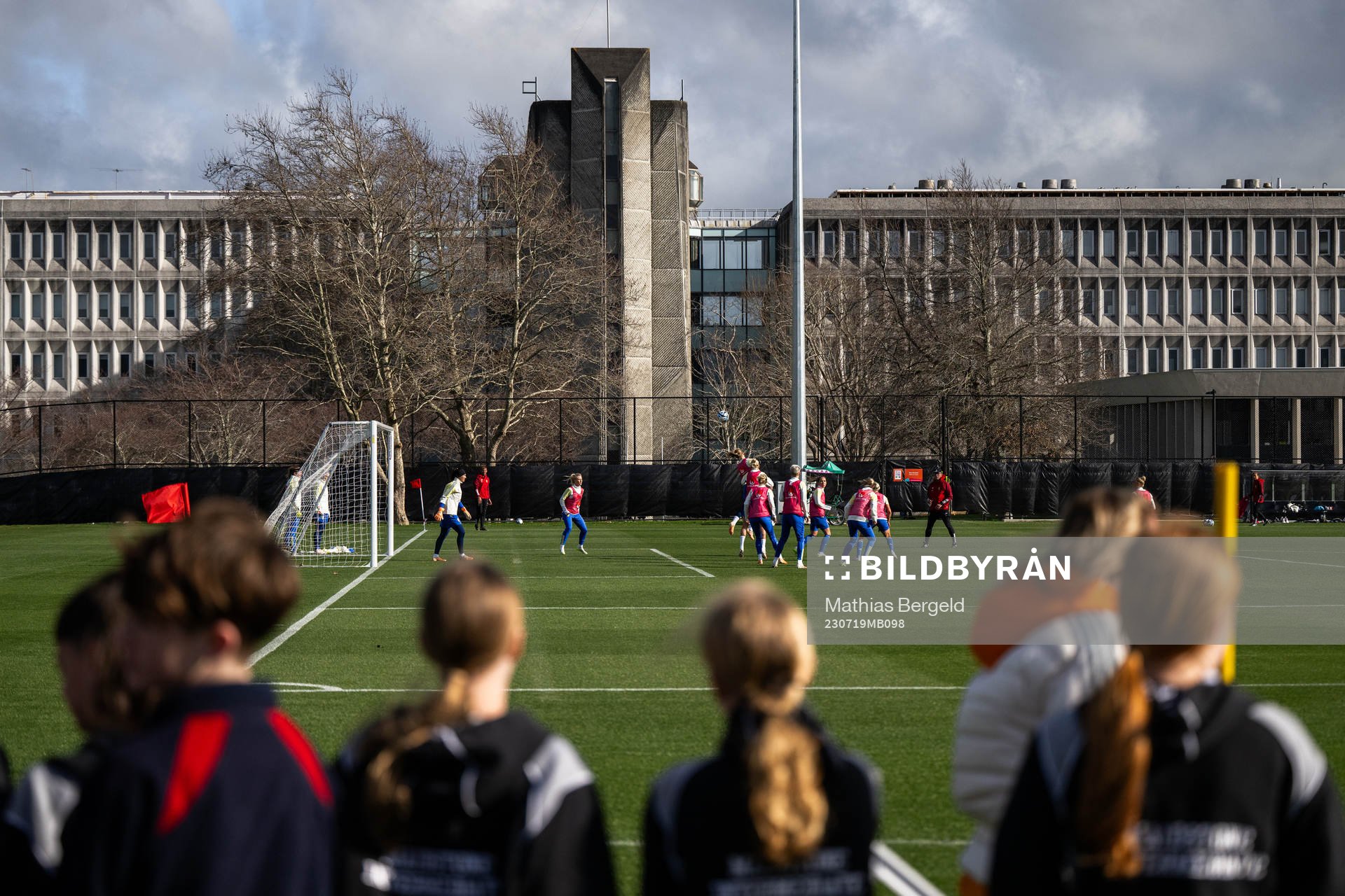 Children watch players of the Swedish women's national