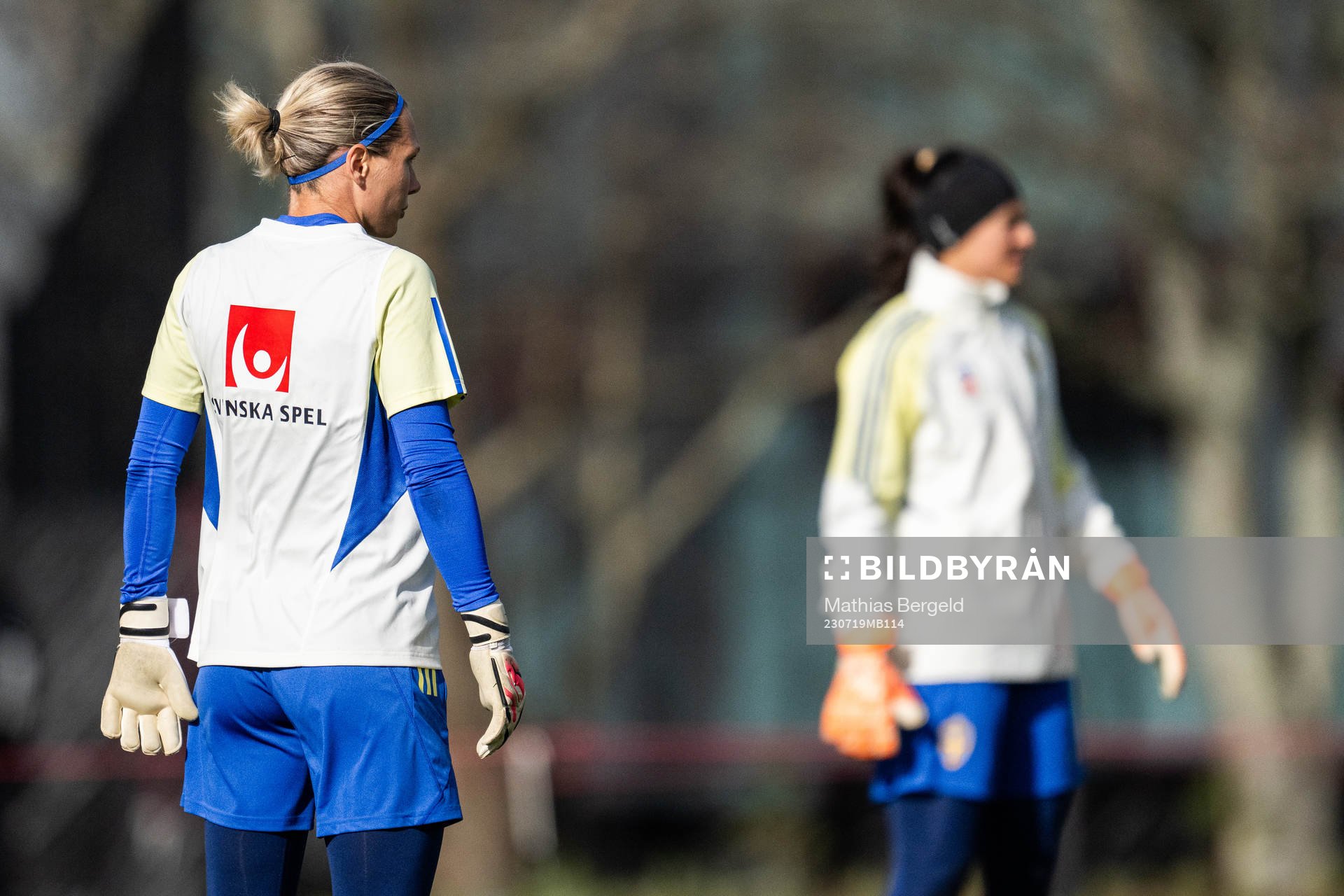 Goalkeeper Jennifer Falk and goalkeeper Zecira Musovic of