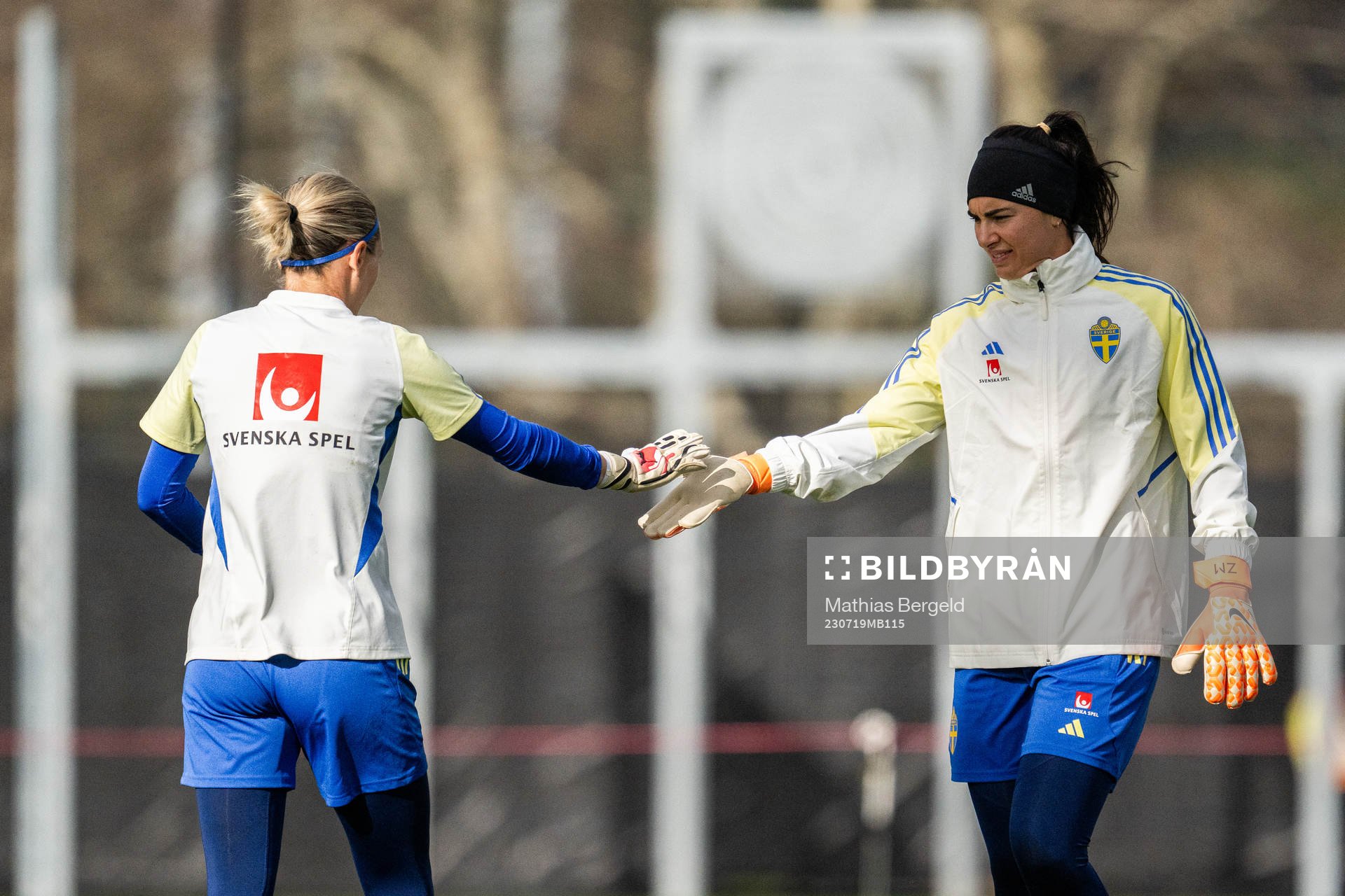 Goalkeeper Jennifer Falk and goalkeeper Zecira Musovic of
