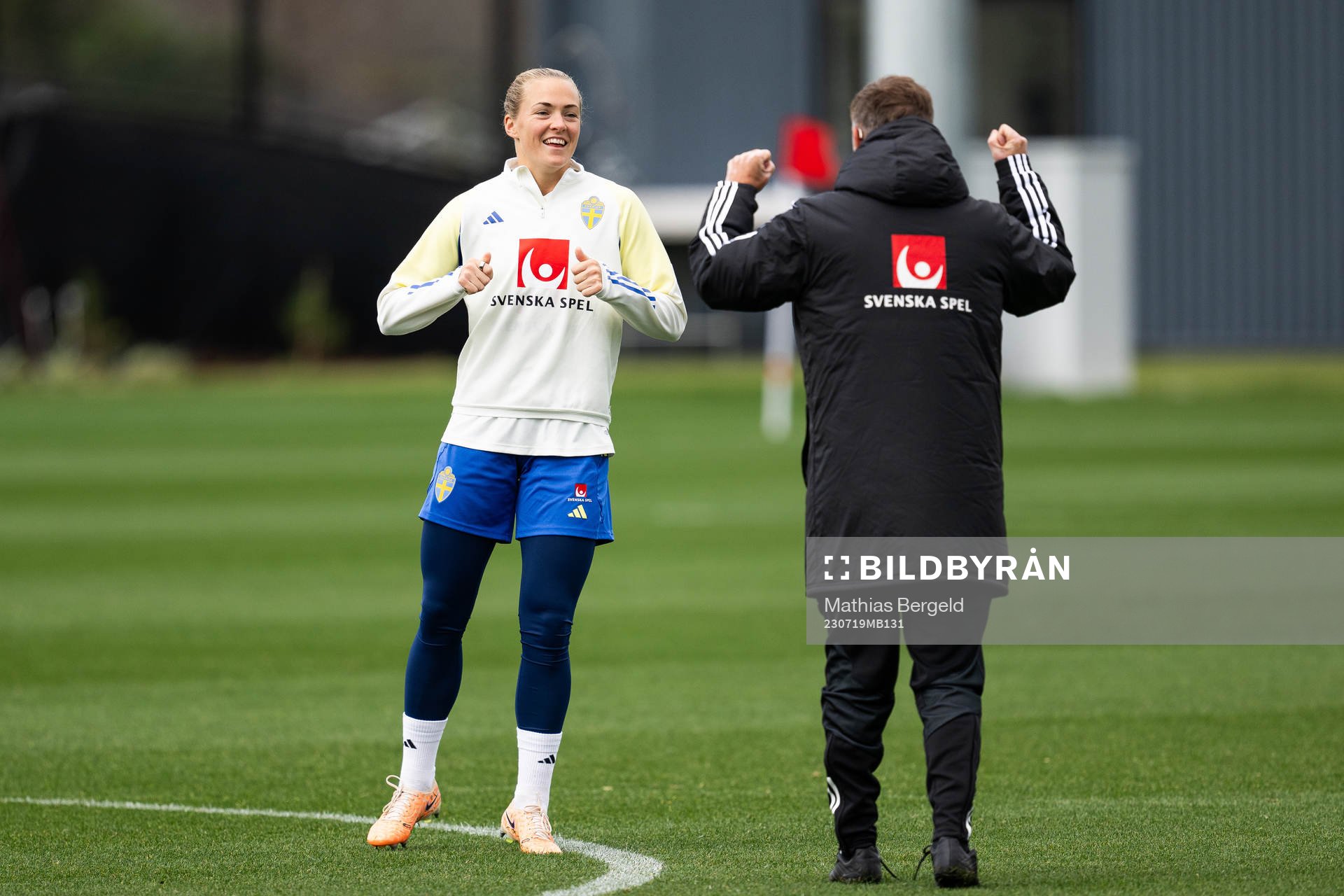 Magdalena Eriksson and head coach Peter Gerhardsson of the