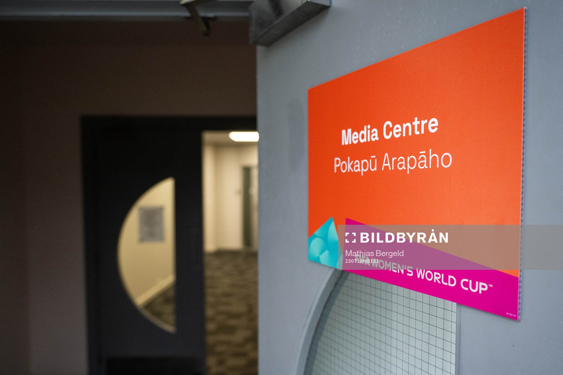 The entrance to the media centre at NZCIS, the base camp of