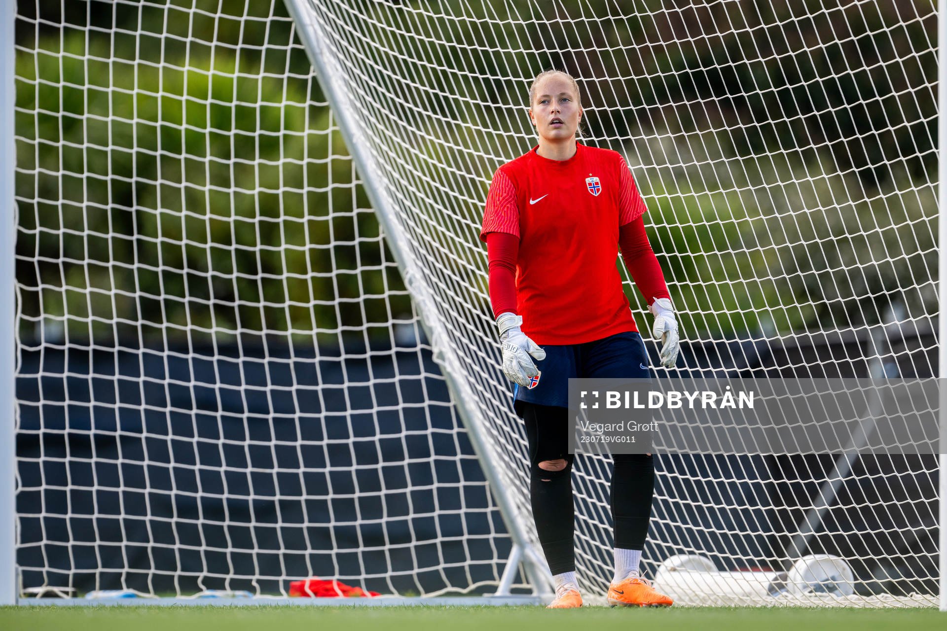 Goalkeeper Aurora Mikalsen of the Norwegian women’s