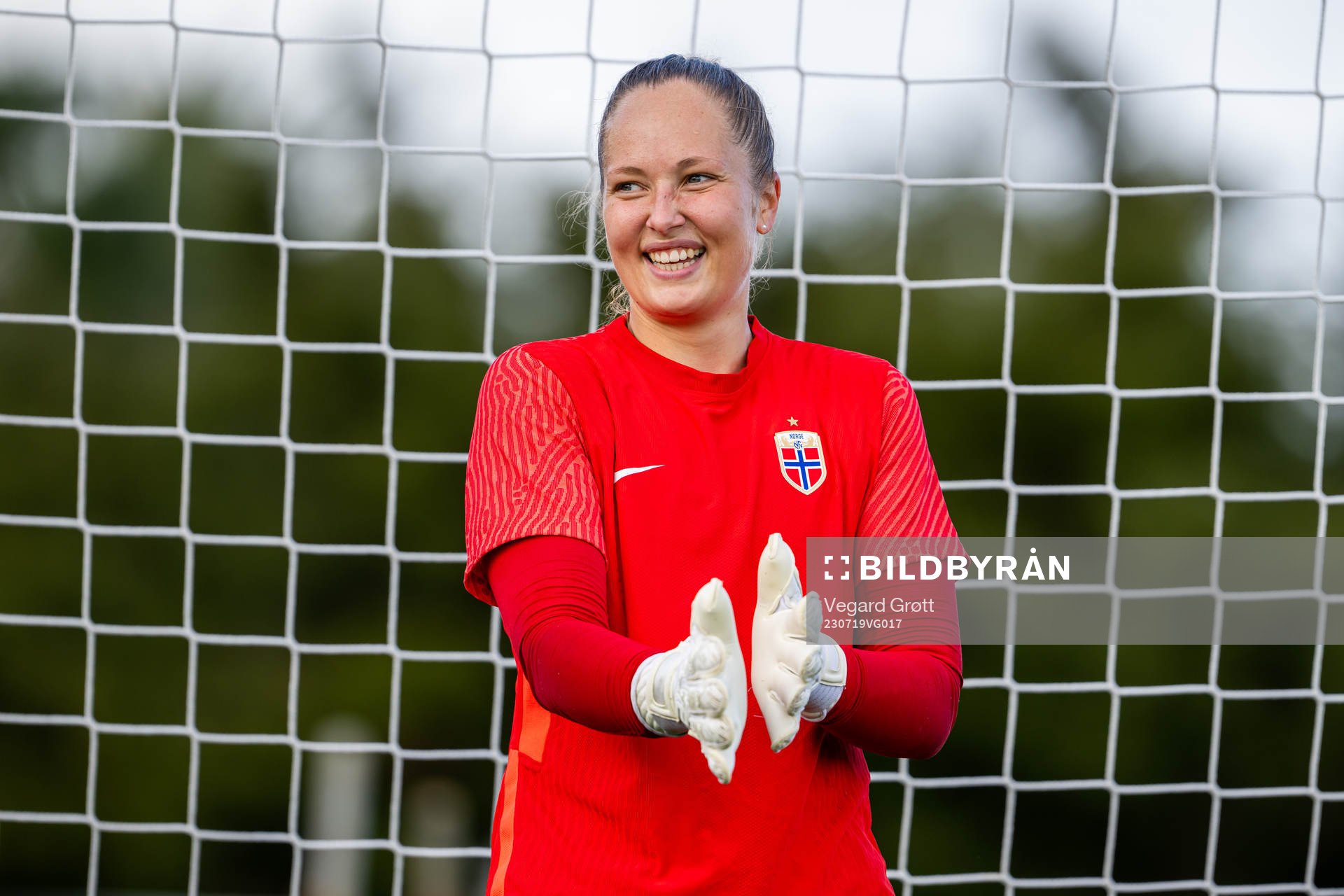 Goalkeeper Aurora Mikalsen of the Norwegian women’s