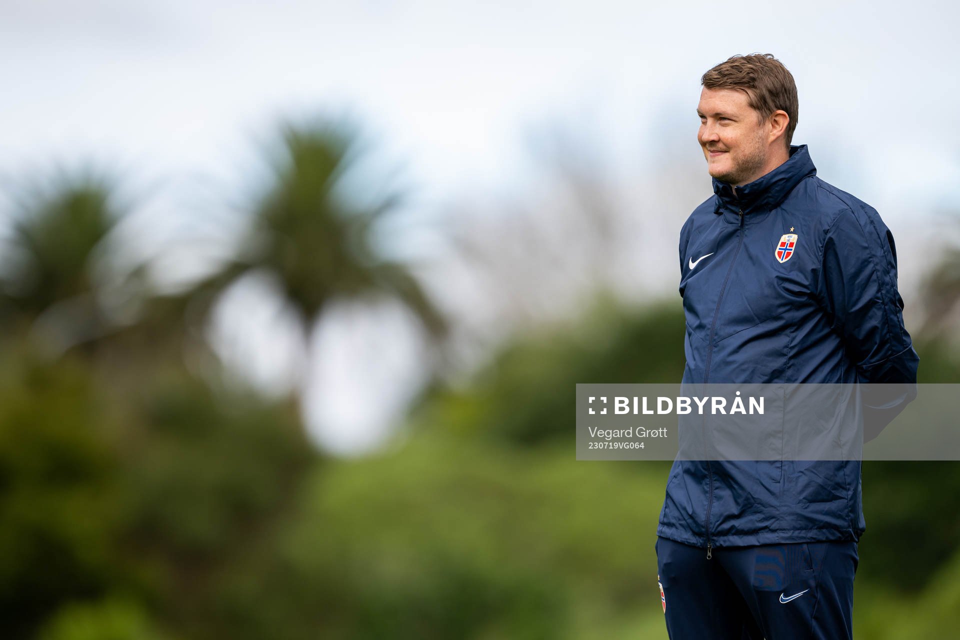 Marius Eriksrud, masseur of the Norwegian women’s national football team, during a training session ahead of the FIFA Women's World Cup on July 19, 2023 in Auckland.