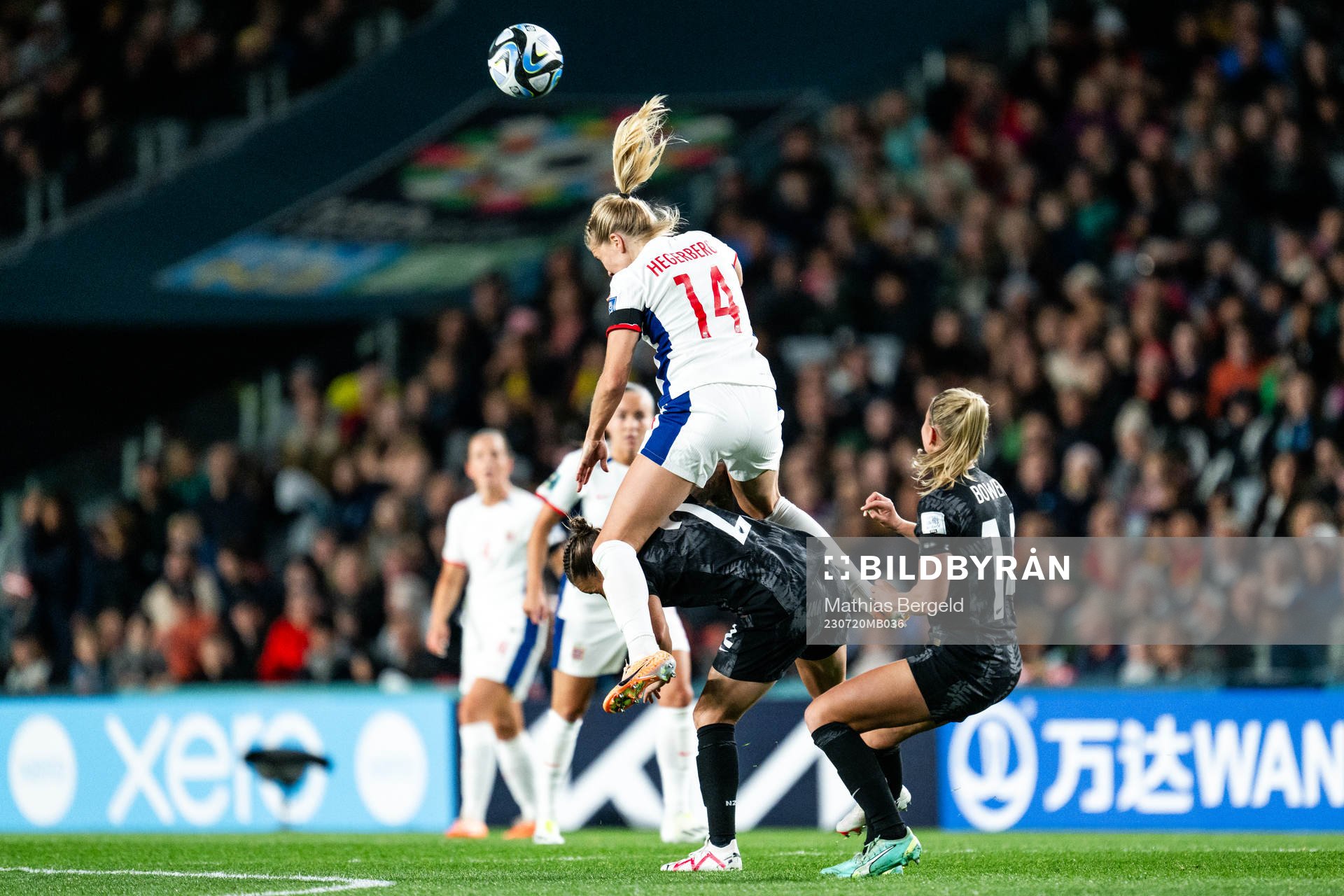 Ada Hegerberg of Norway against Ria Percival and Katie