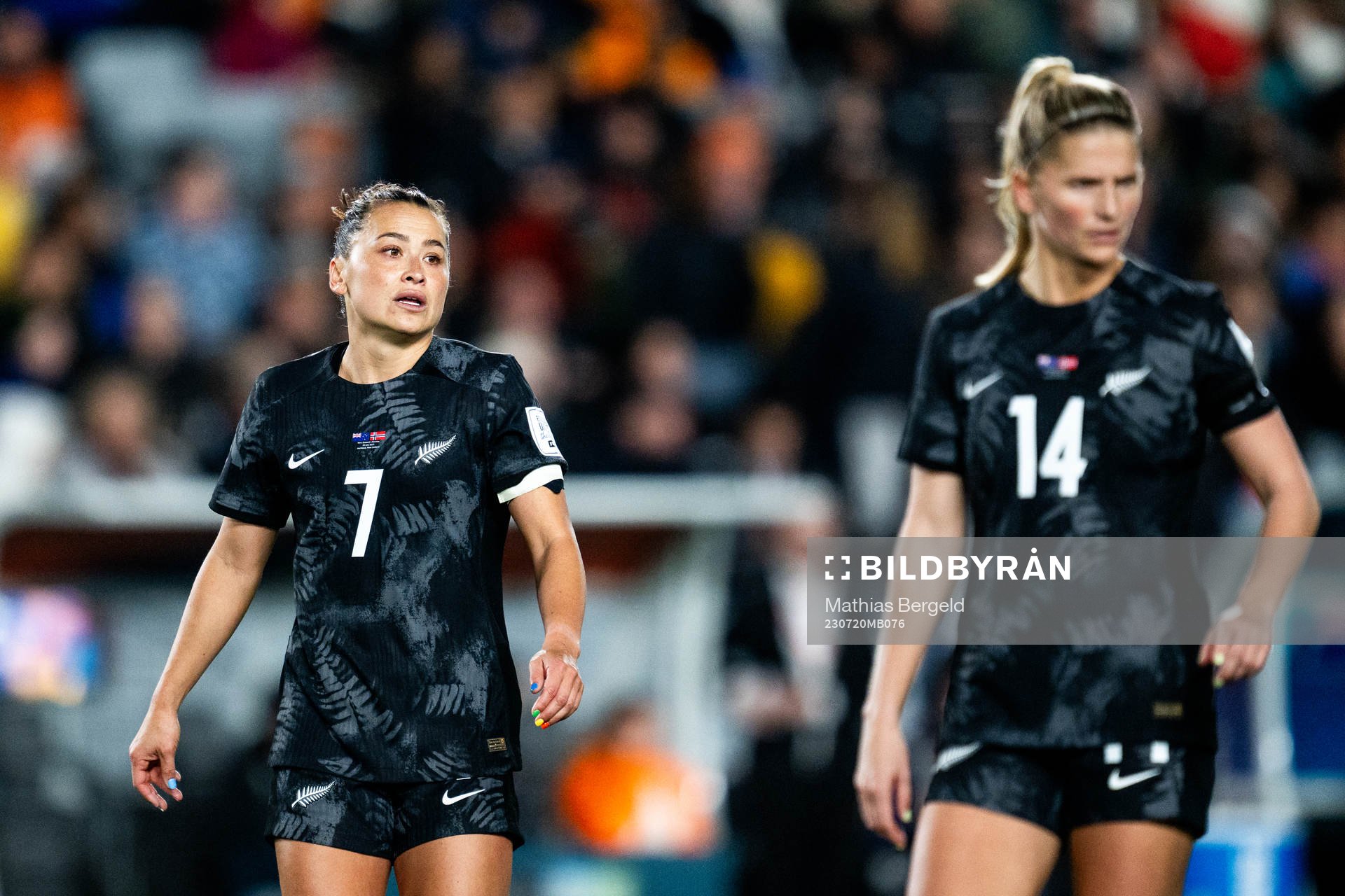 Ali Riley of New Zealand and Katie Bowen of New Zealand
