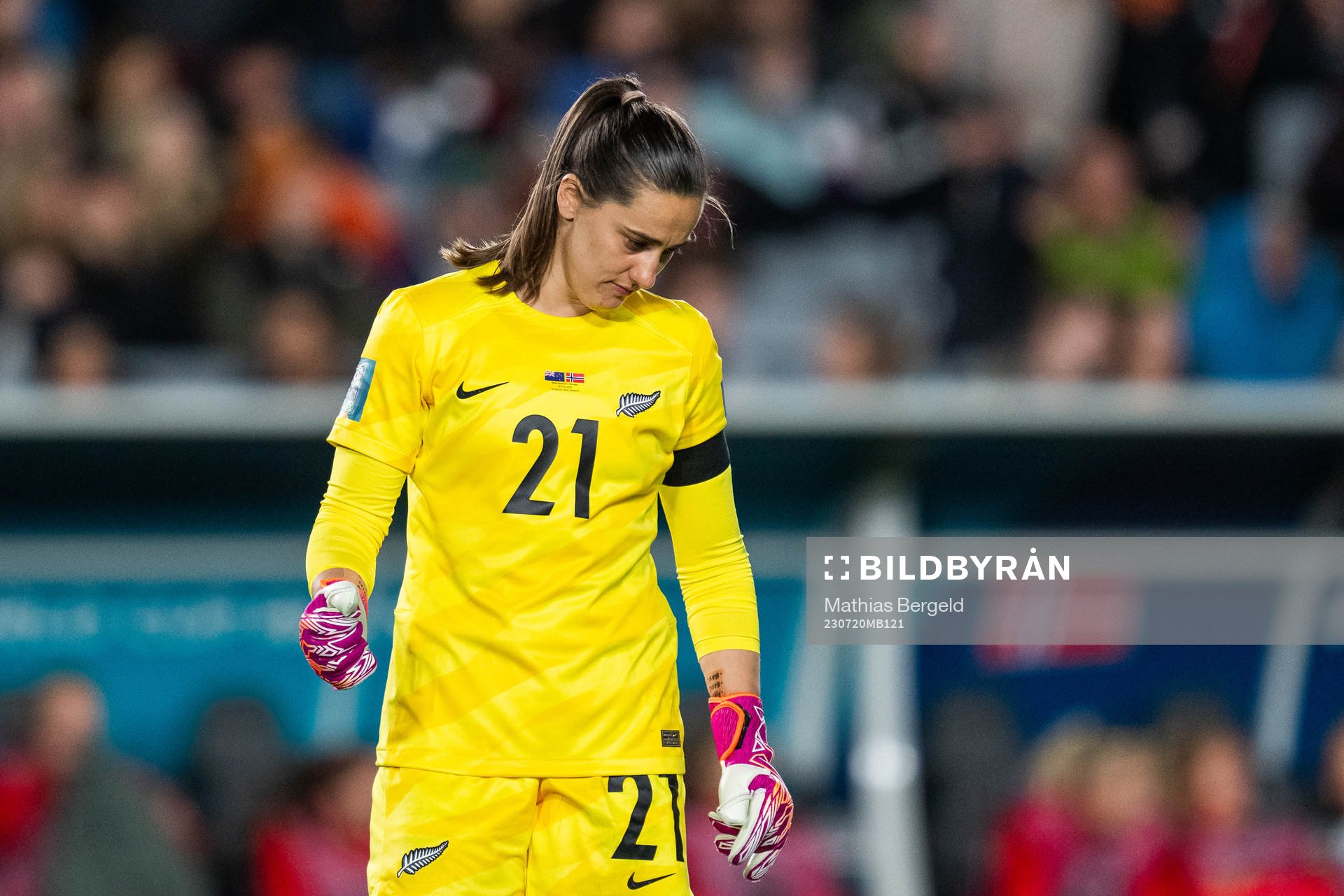 Goalkeeper Victoria Esson of New Zealand during the FIFA Women's World Cup football match between New Zealand and Norway on July 20, 2023 in Auckland.