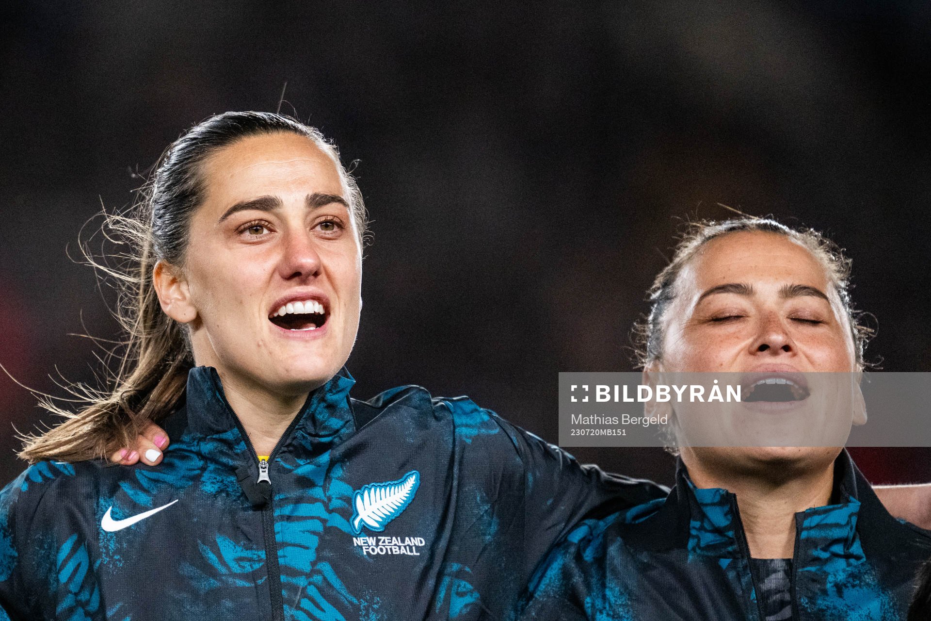 Goalkeeper Victoria Esson and Ali Riley of New Zealand