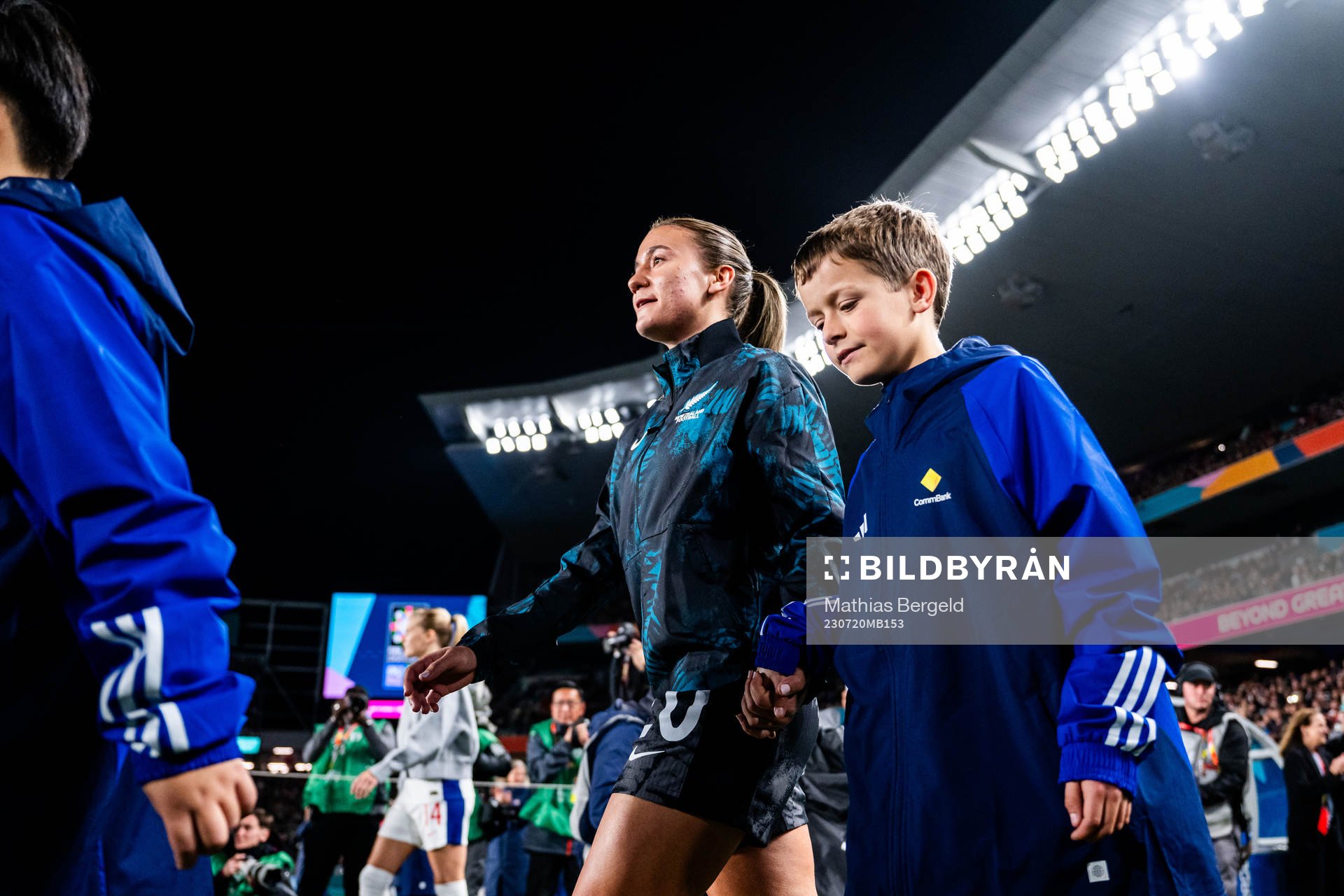 Indiah-Paige Riley of New Zealand enters the pitch