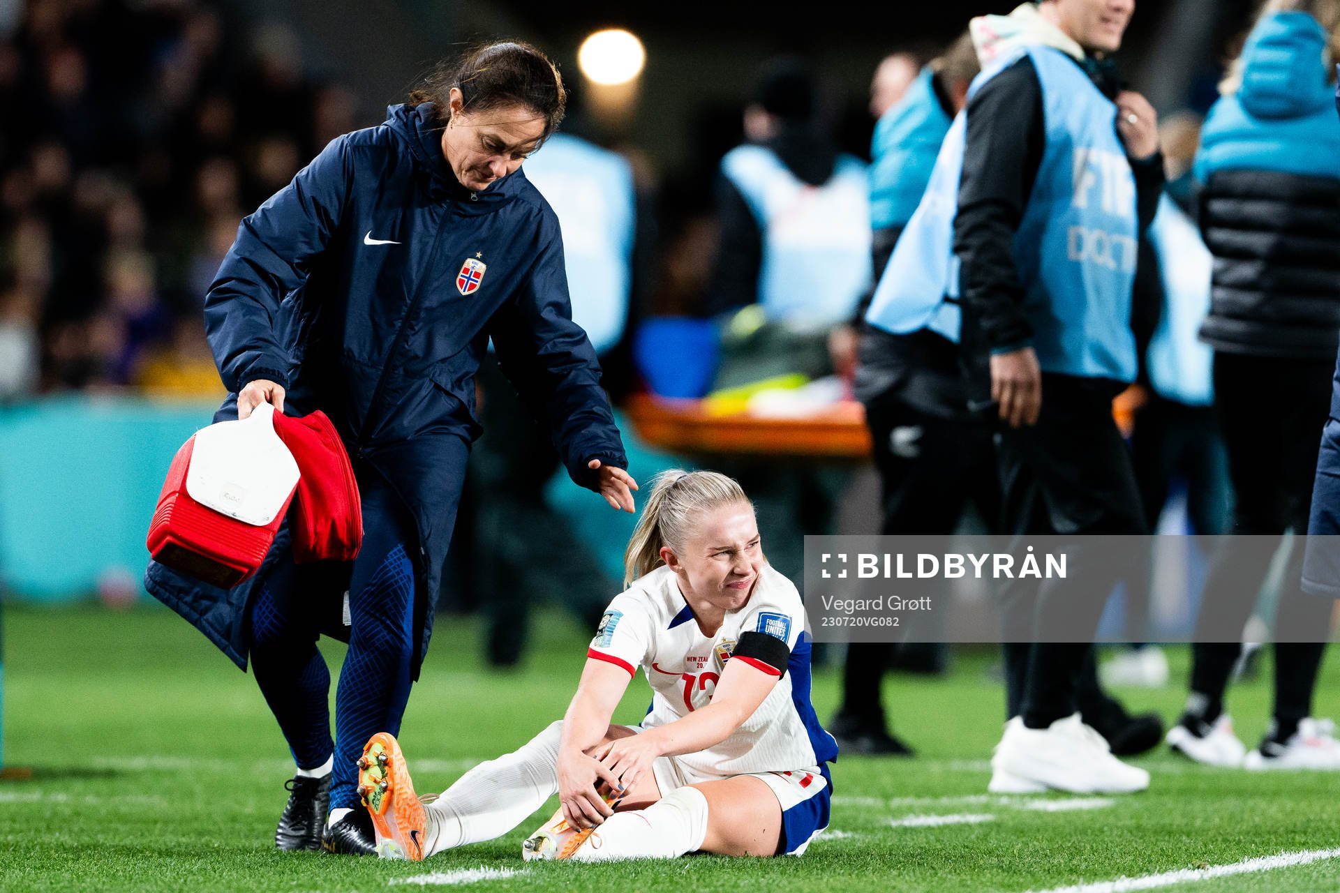 Thea Bjelde of Norway in pain