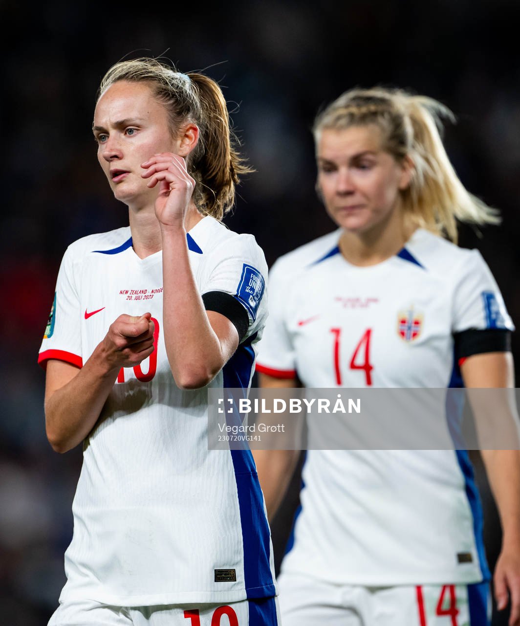 Caroline Graham Hansen and Ada Hegerberg of Norway look