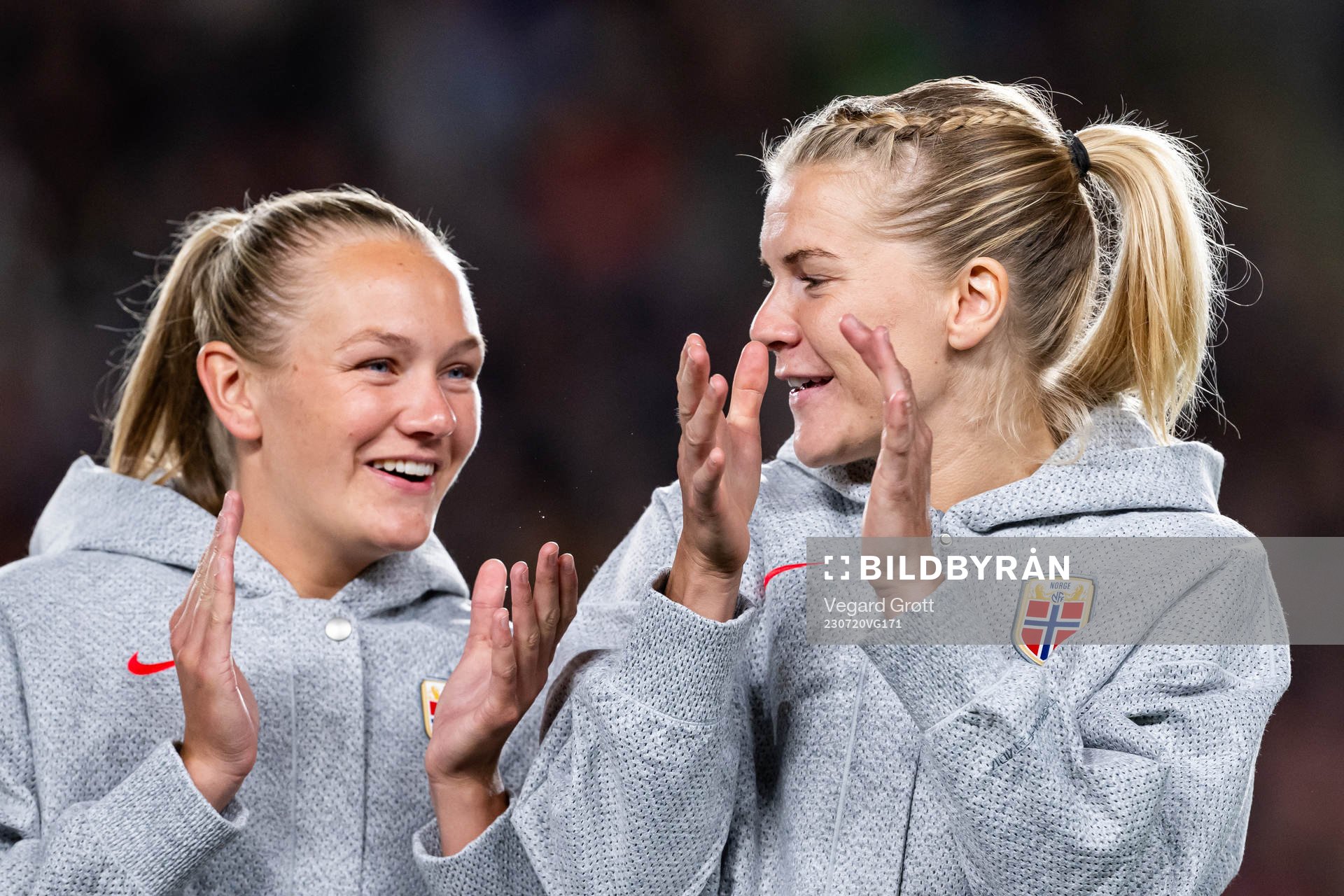 Frida Maanum and Ada Hegerberg of Norway