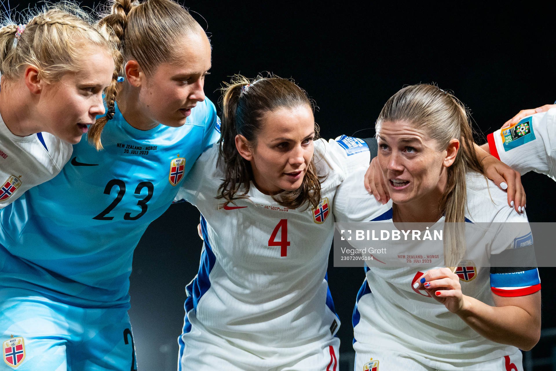 Julie Blakstad, goalkeeper Aurora Mikalsen, Tuva Hansen and