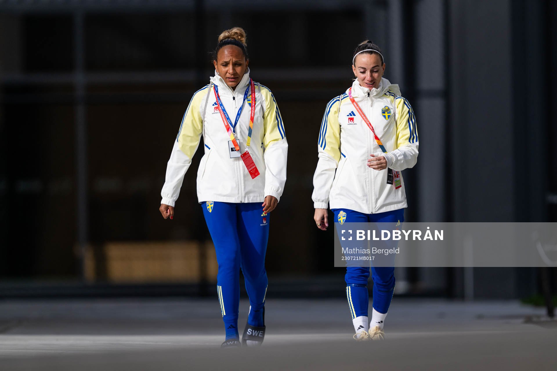 Madelen Janogy and Kosovare Asllani of the Swedish women's