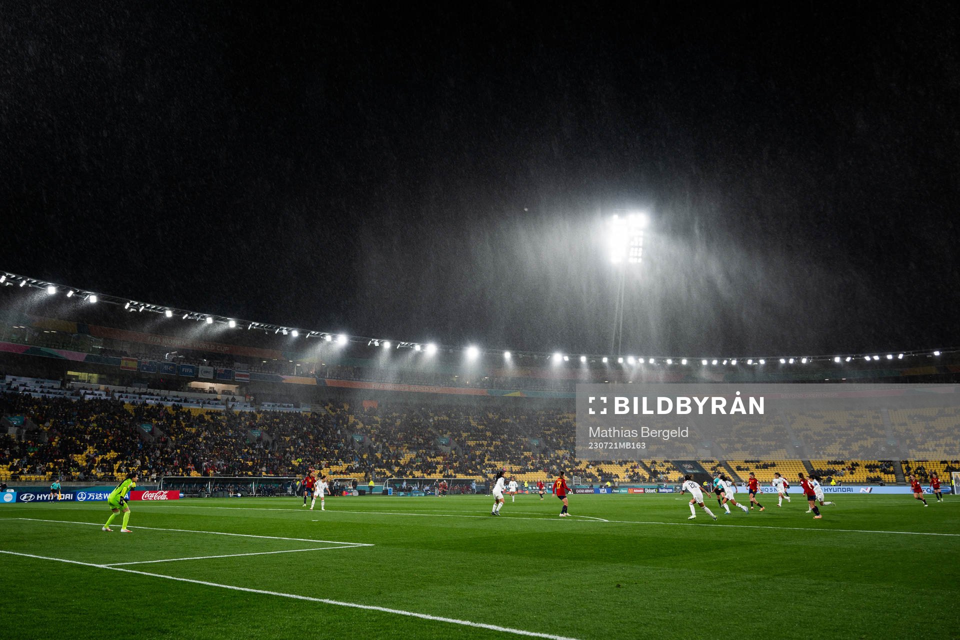 Rain over Wellington Regional Stadium