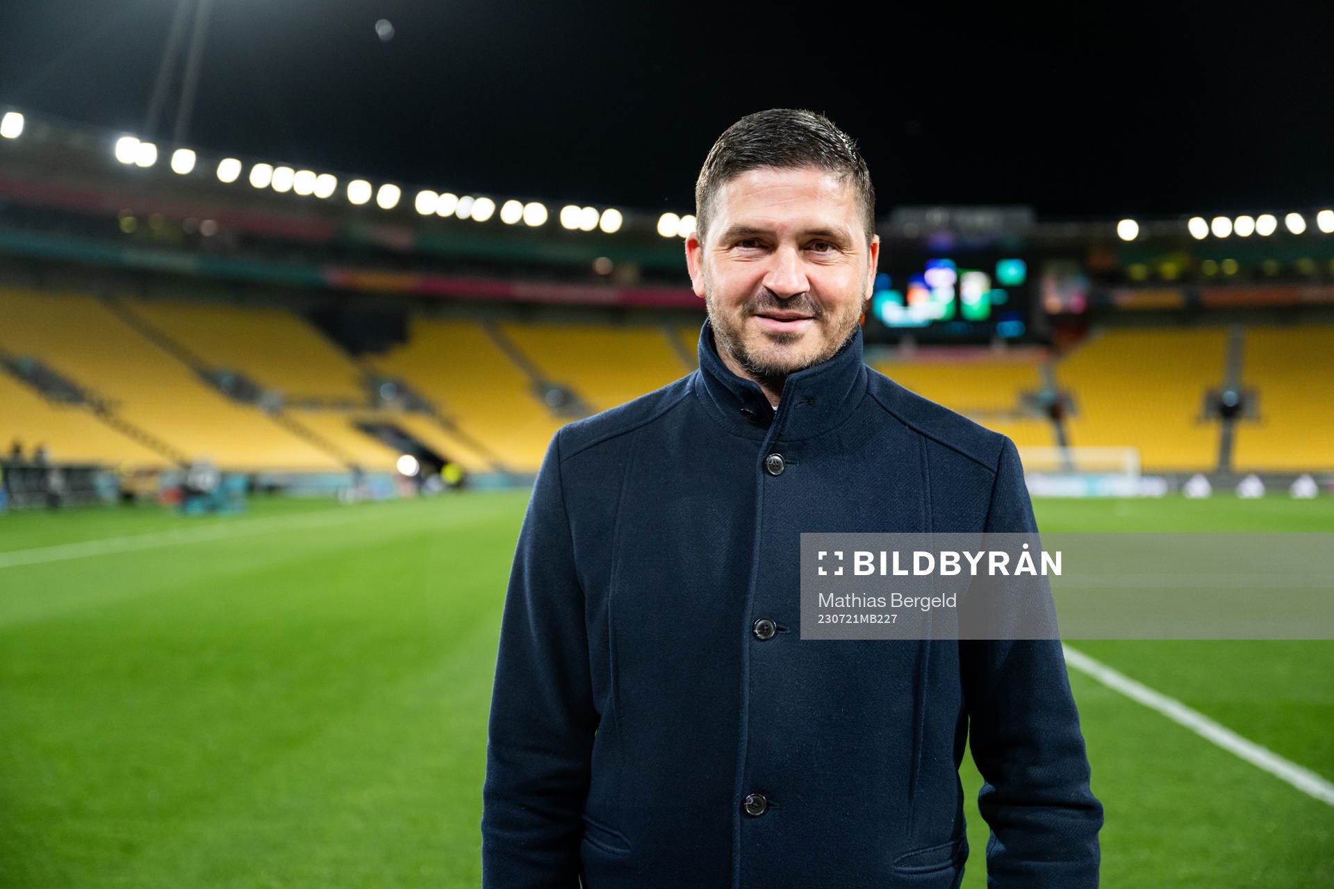 Bojan Djordjic of Swedish broadcaster Viaplay after the FIFA Women's World Cup football match match between Spain and Costa Rica on July 21, 2023 in Wellington.
