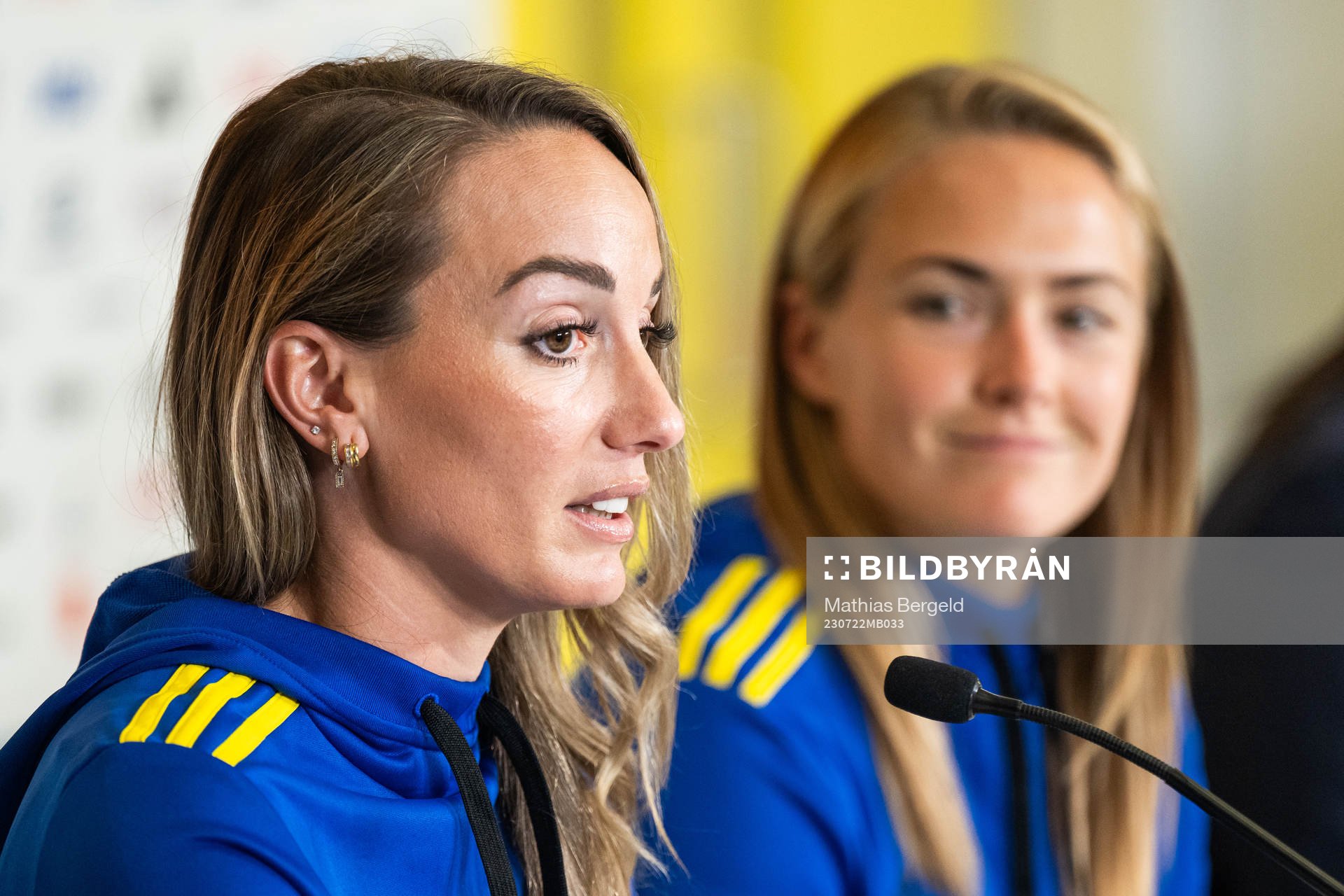 Kosovare Asllani and Magdalena Eriksson of the Swedish