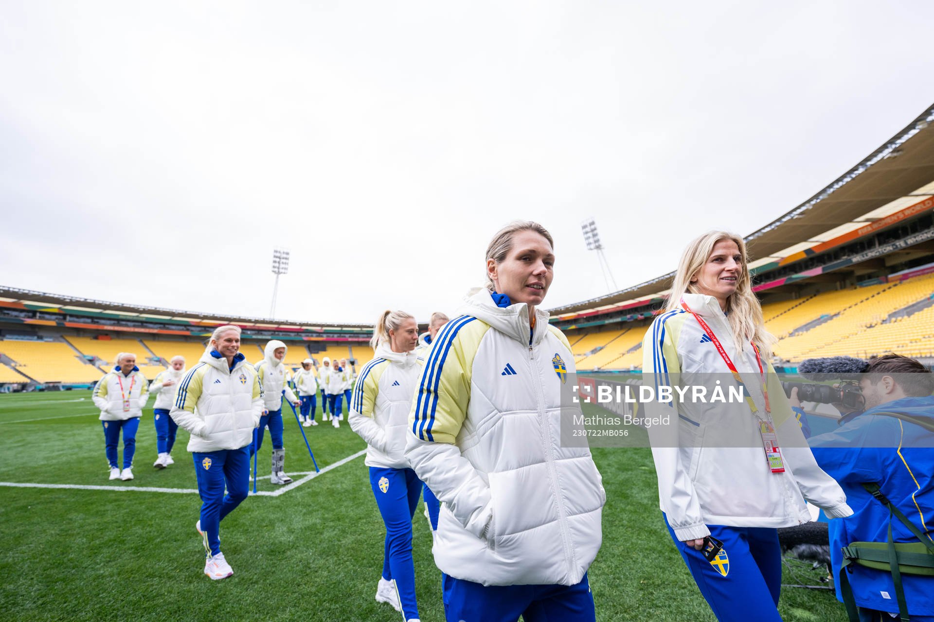 goalkeeper Jennifer Falk and Sofia Jakobsson of the Swedish