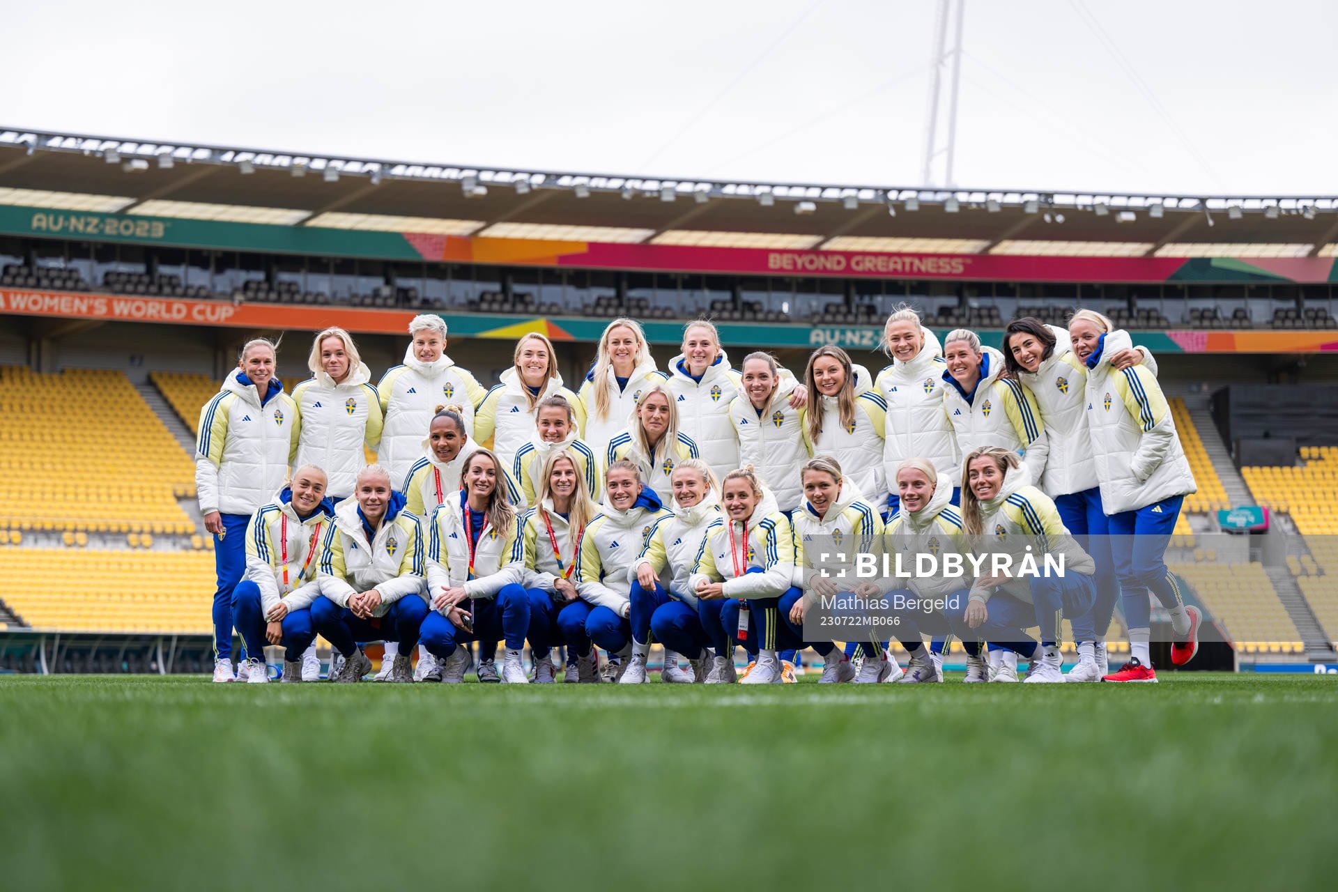 Players of the Swedish women's national football team pose