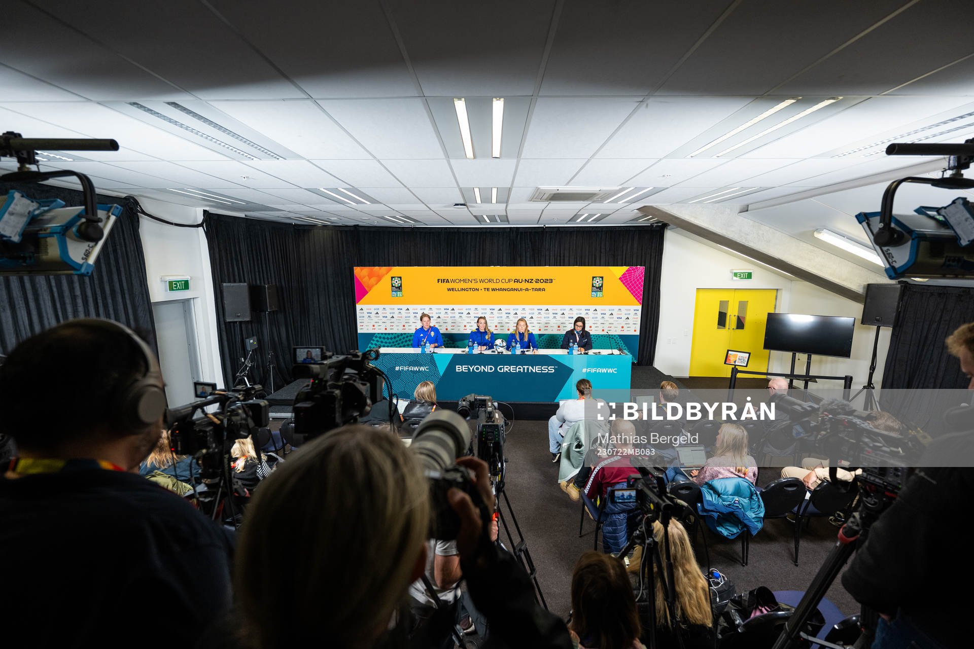 Press officer Fredrik Madestam, Kosovare Asllani and
