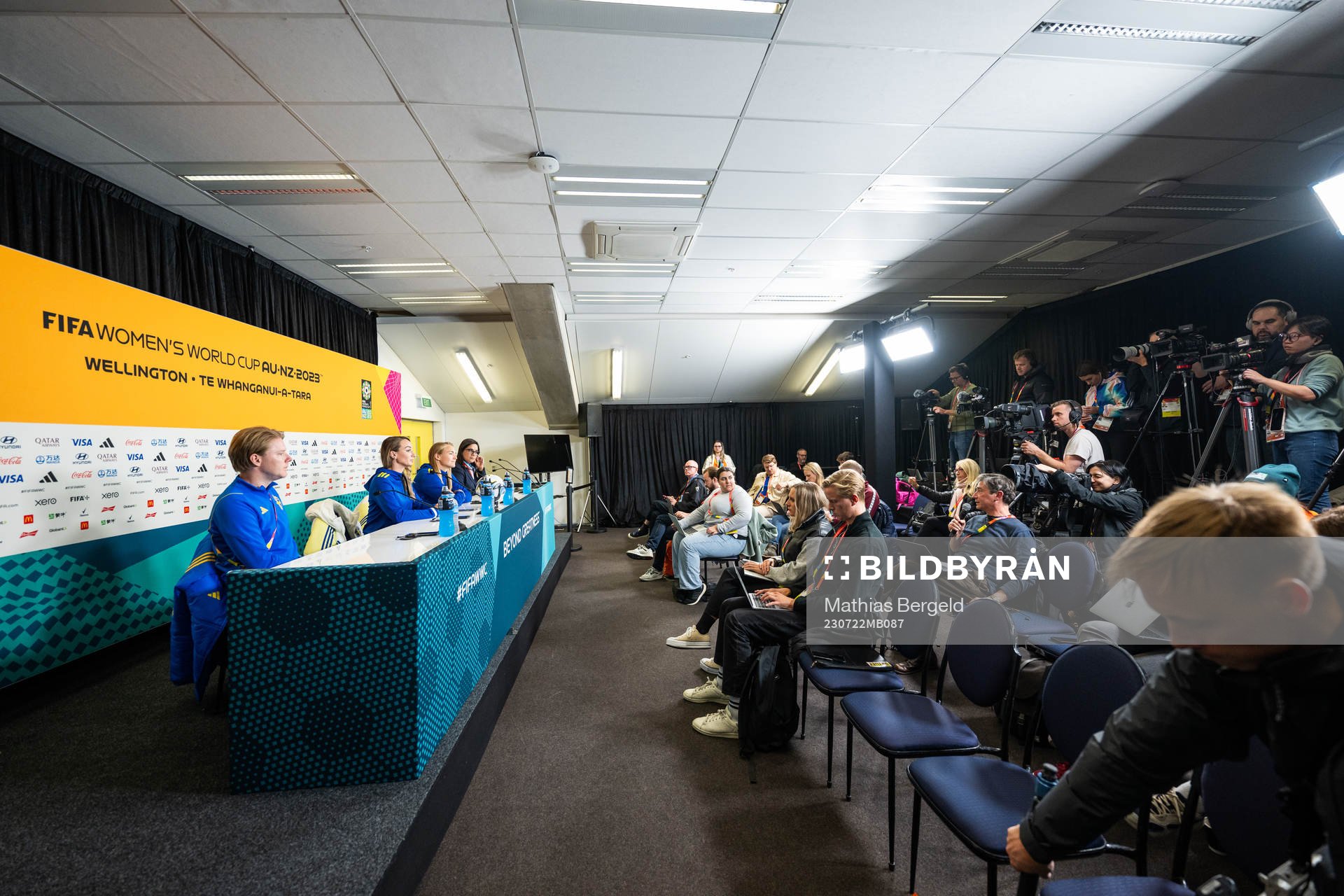Press officer Fredrik Madestam, Kosovare Asllani and