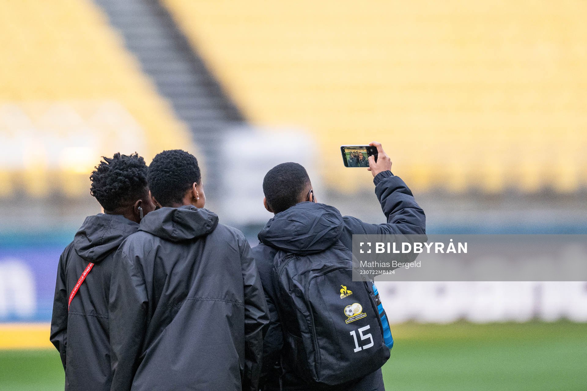Refiloe Jane takes a picture with team mates of the South