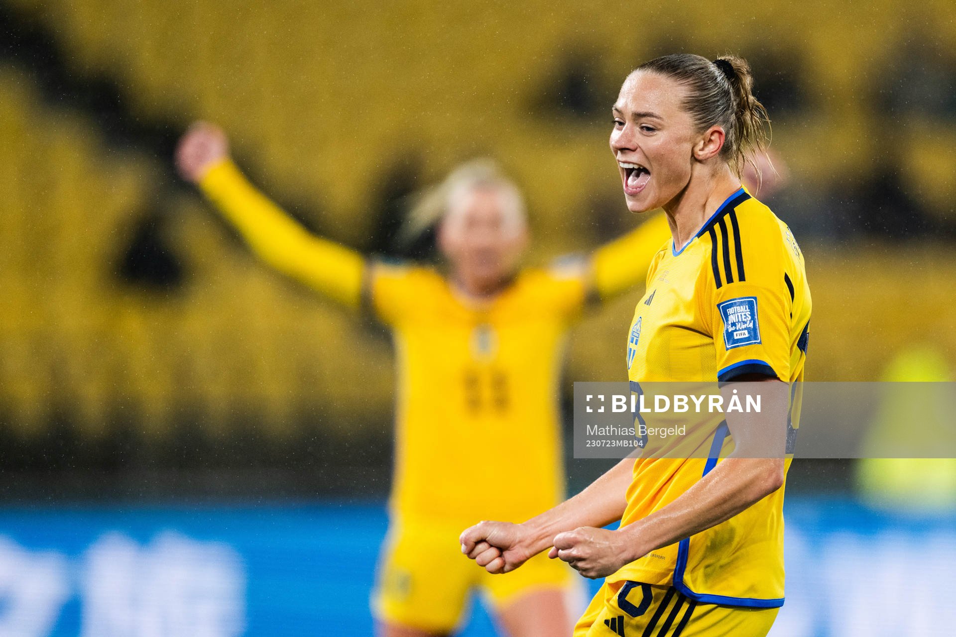 Fridolina Rolfö of Sweden celebrates
