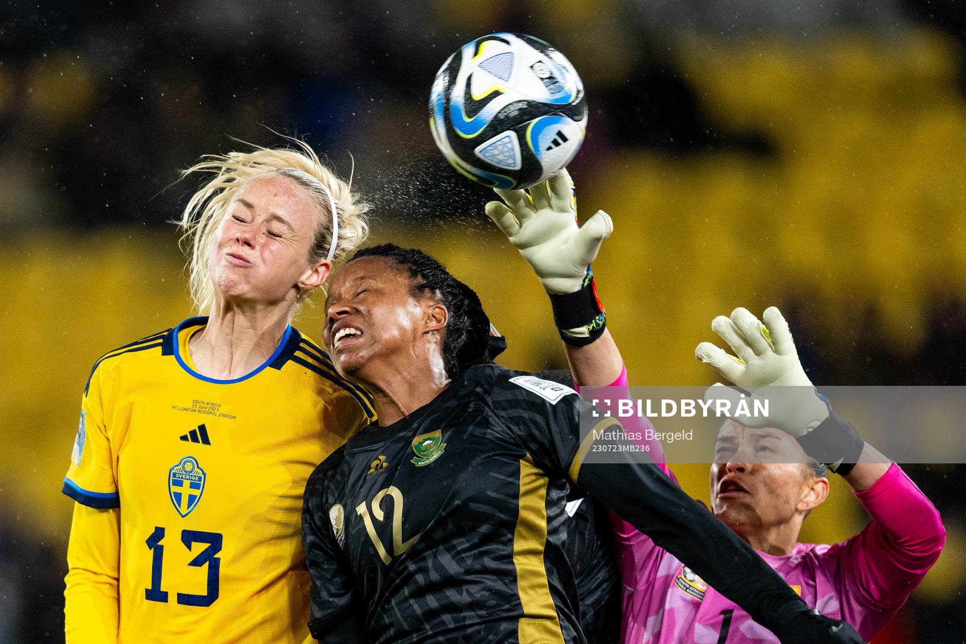 Amanda Ilestedt of Sweden in a duel Jermaine Seoposenwe and