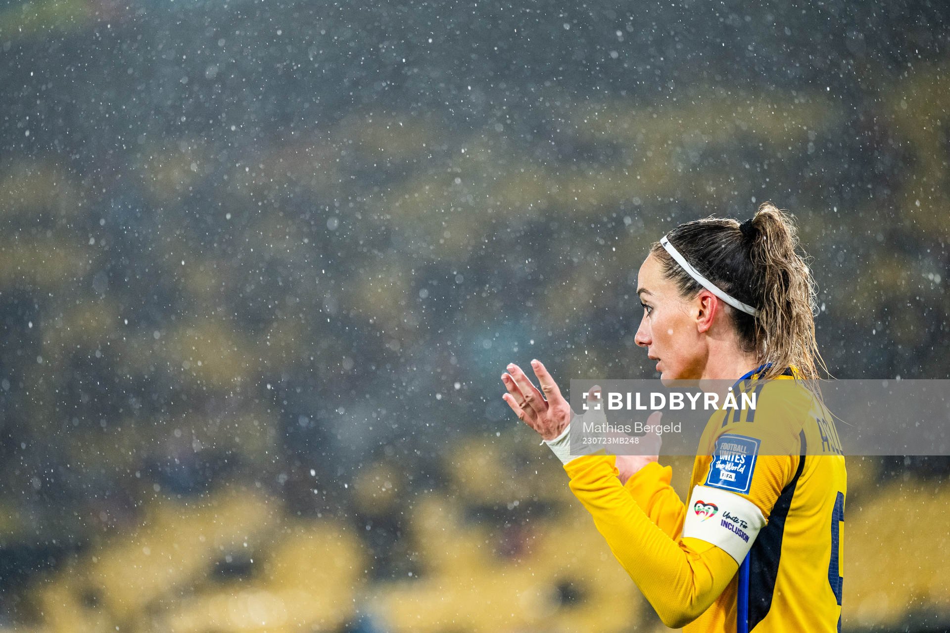 Kosovare Asllani of Sweden reacts during the FIFA Women's World Cup football match between Sweden and South Africa on July 23, 2023 in Wellington.