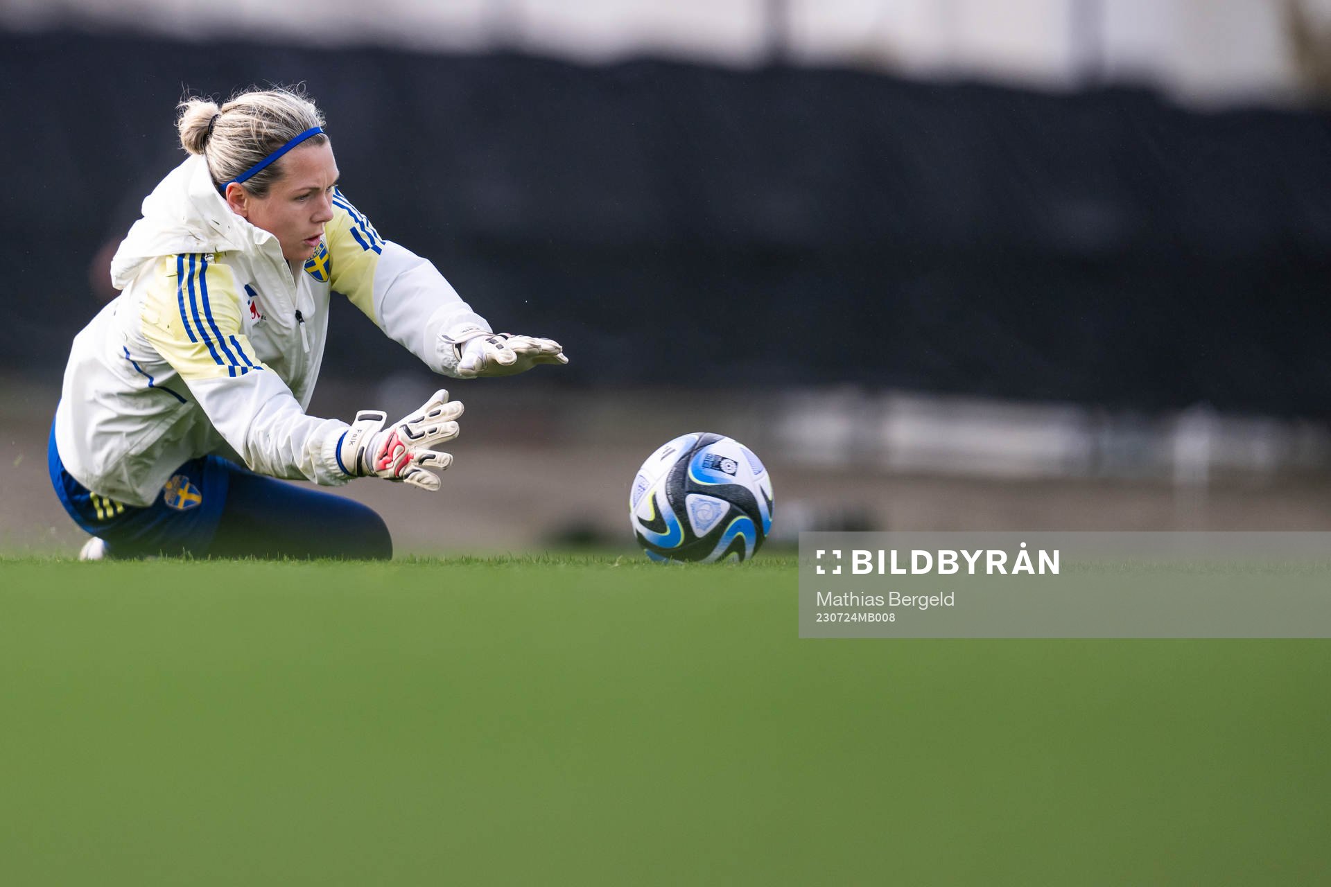 goalkeeper Jennifer Falk of the Swedish women's national football team at a training session during the FIFA Women's World Cup on July 24, 2023 in Upper Hutt.