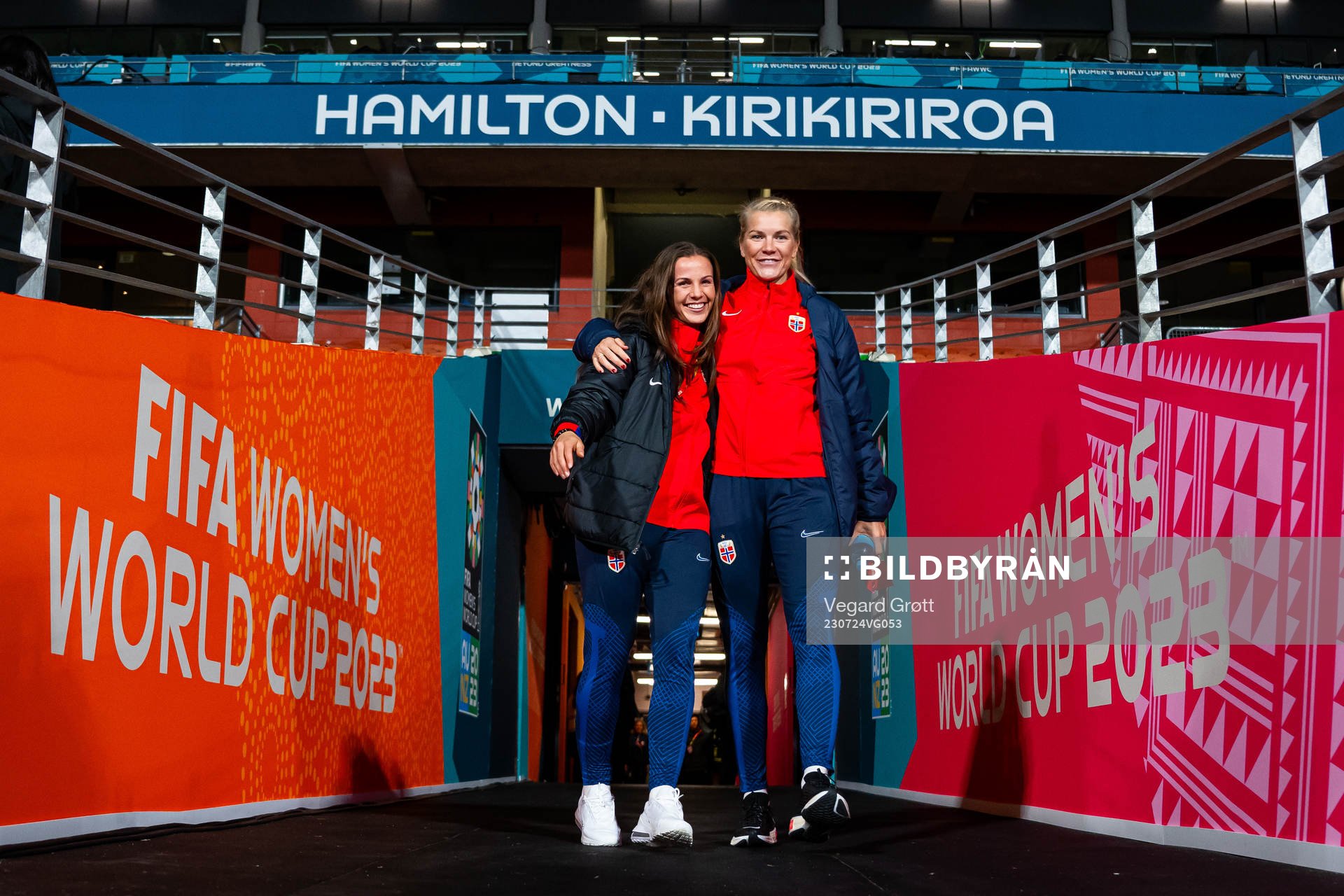Tuva Hansen and Ada Hegerberg of the Norwegian women’s