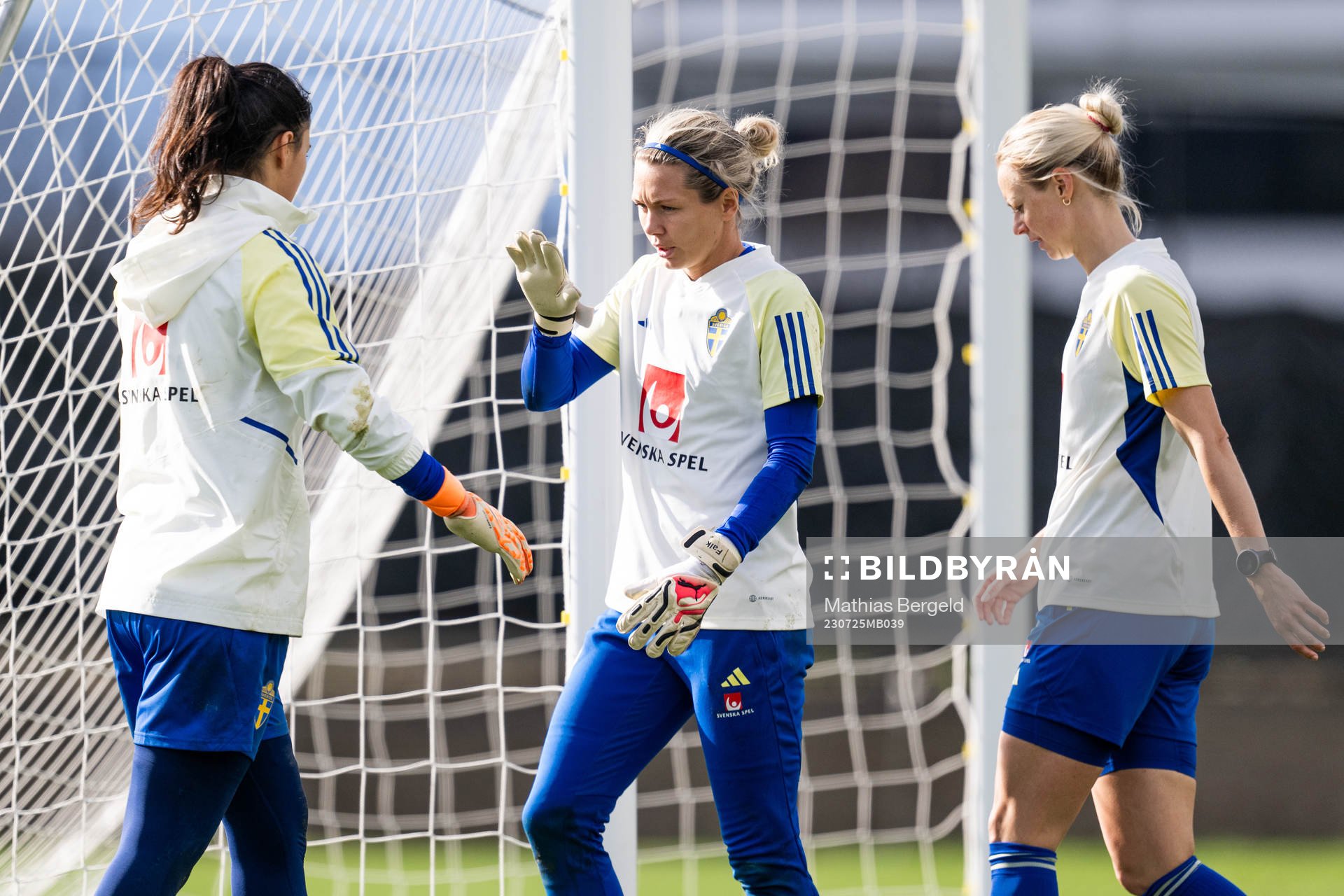 Goalkeeper Zecira Musovic and goalkeeper Jennifer Falk of
