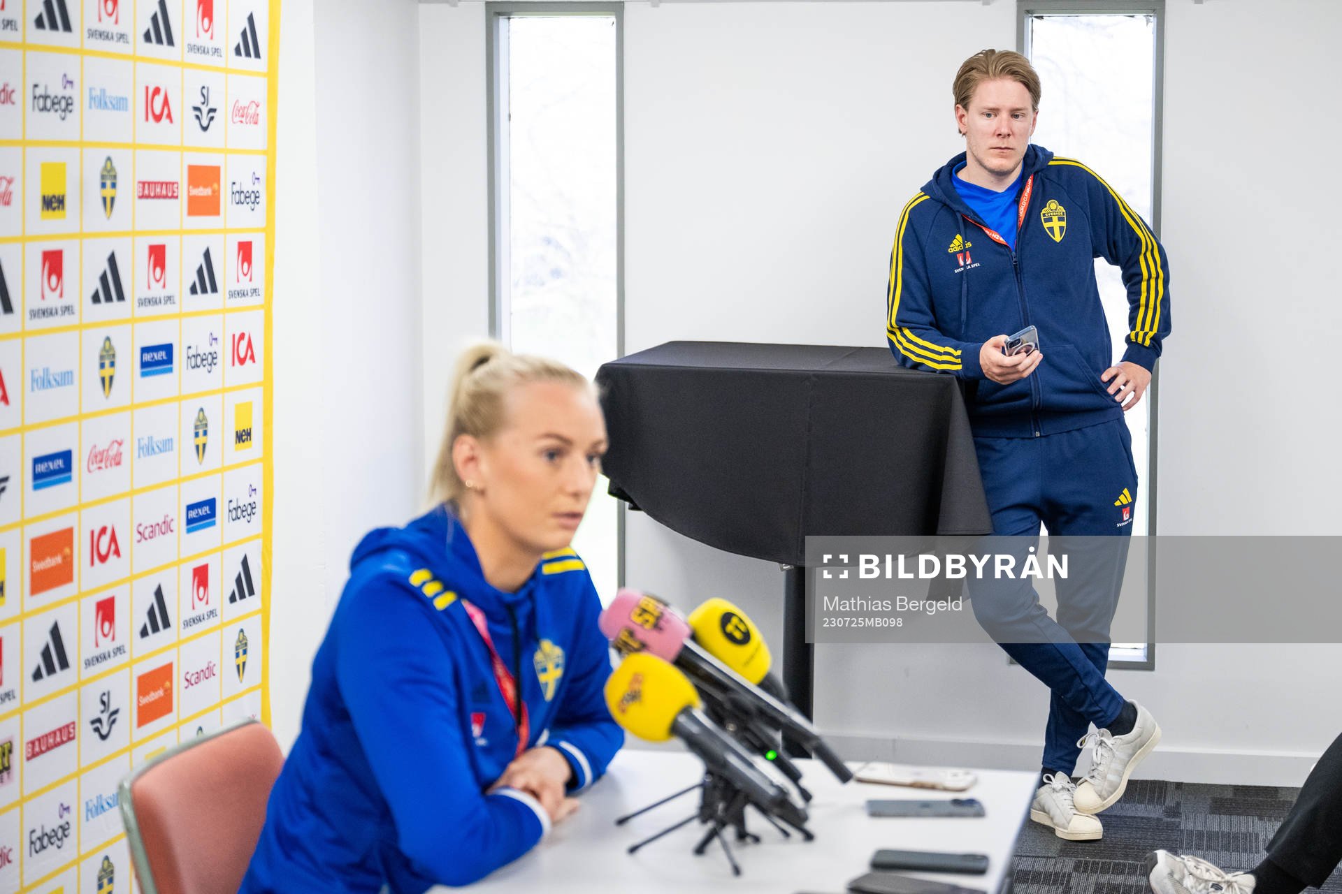 Stina Blackstenius and press officer Fredrik Madestam of