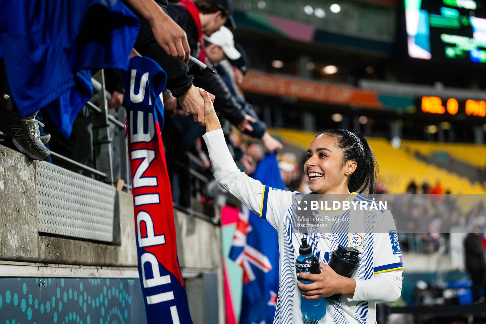 Tahnai Jaclyn Sawicki of Philippines celebrates after the FIFA Women's World Cup match between New Zealand and Philippines on July 25, 2023 in Wellington.